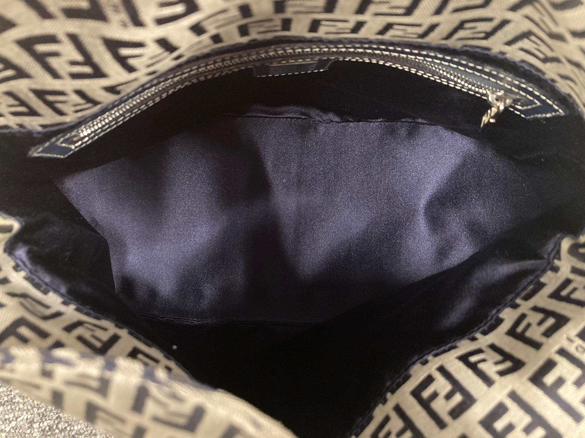 Fendi Zucchino One Shoulder Bag – Canvas azul y gris