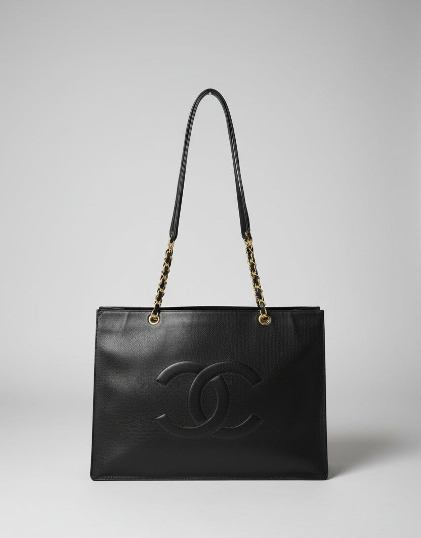 Chanel CC Caviar Tote Bag Negro Vintage