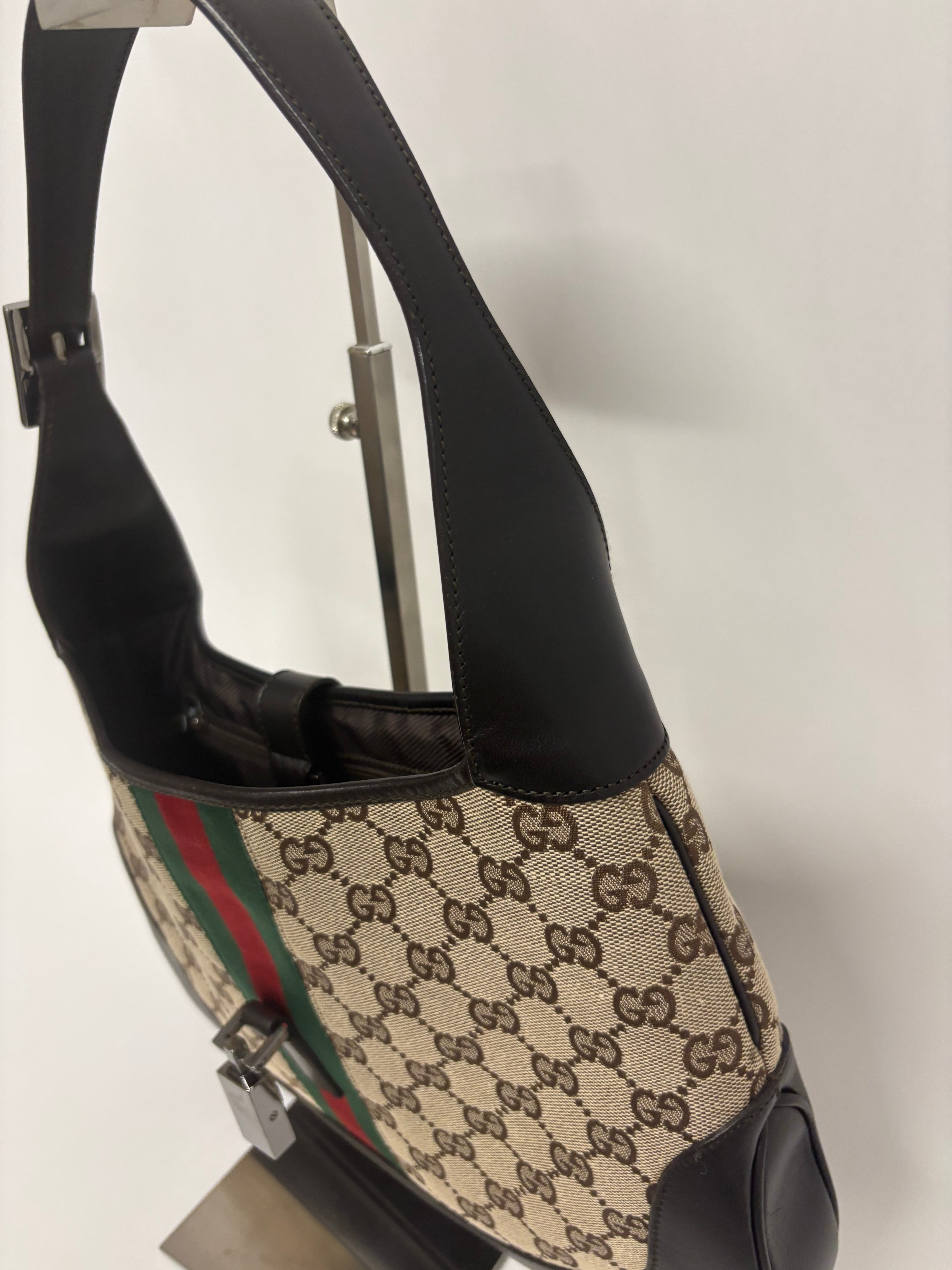 Gucci Jackie GG Canvas clasico mediano Marron Verde/Rojo