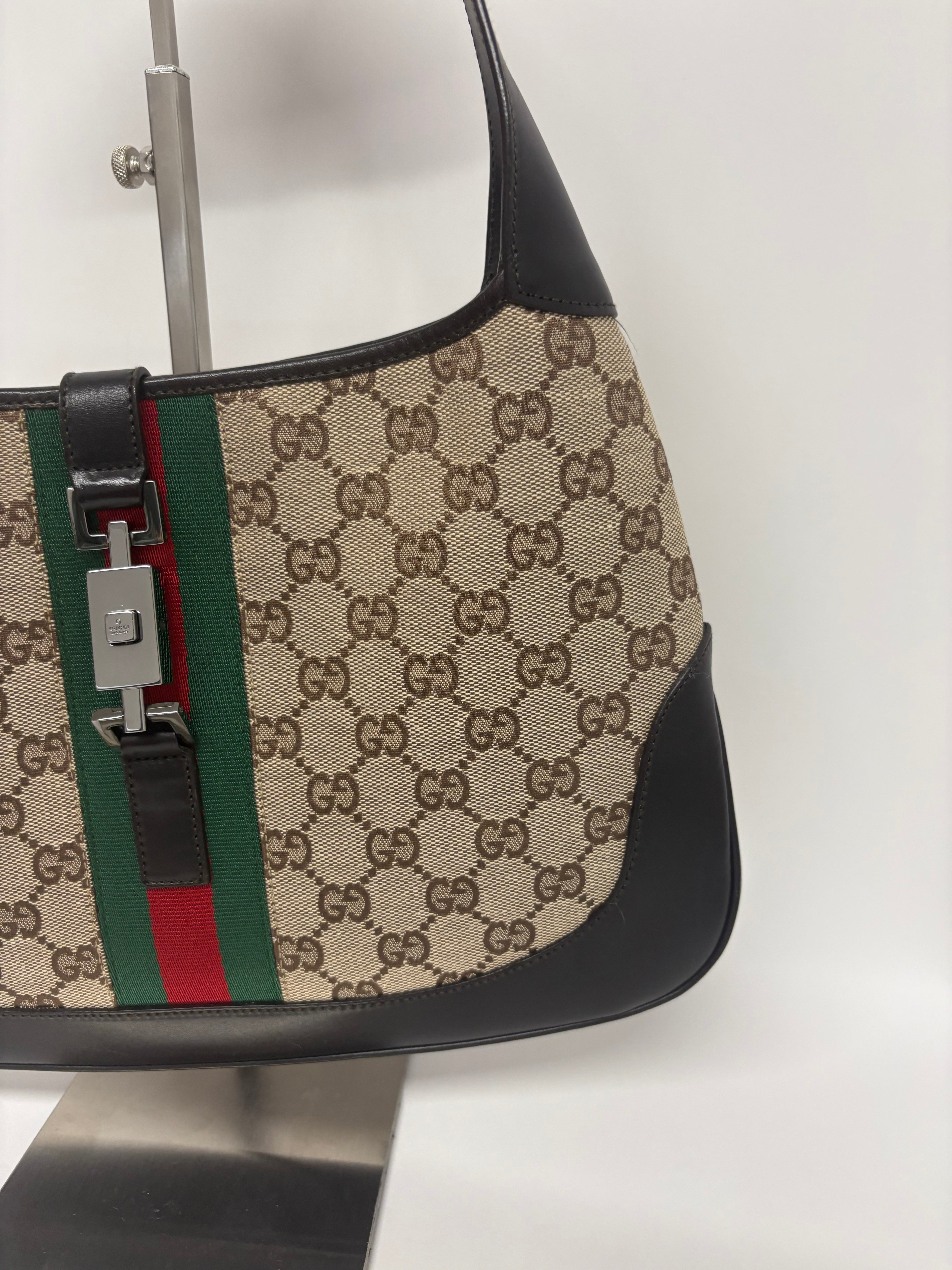 Gucci Jackie GG Canvas clasico mediano Marron Verde/Rojo