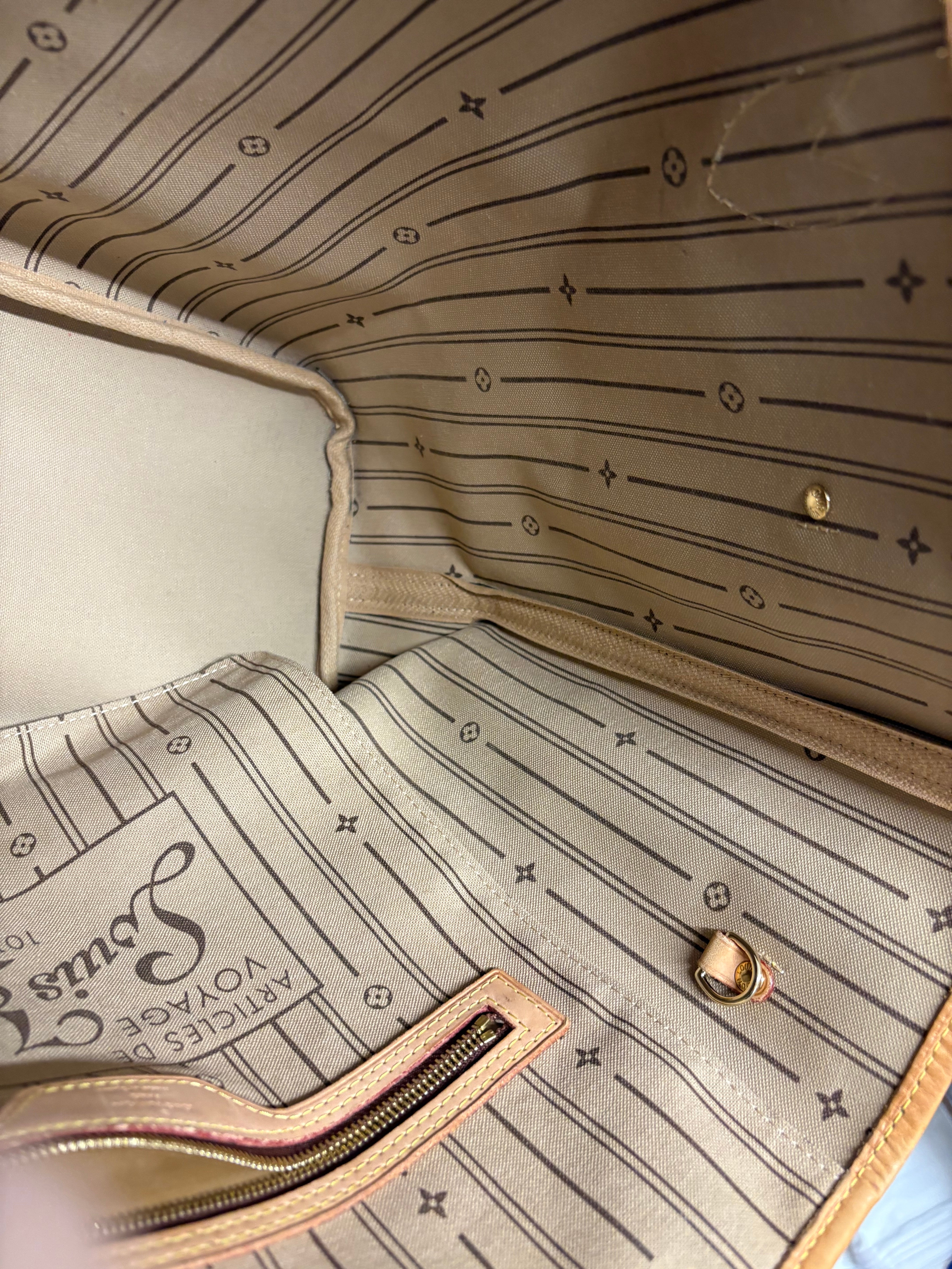 Louis Vuitton Neverfull MM Monogram y Beige
