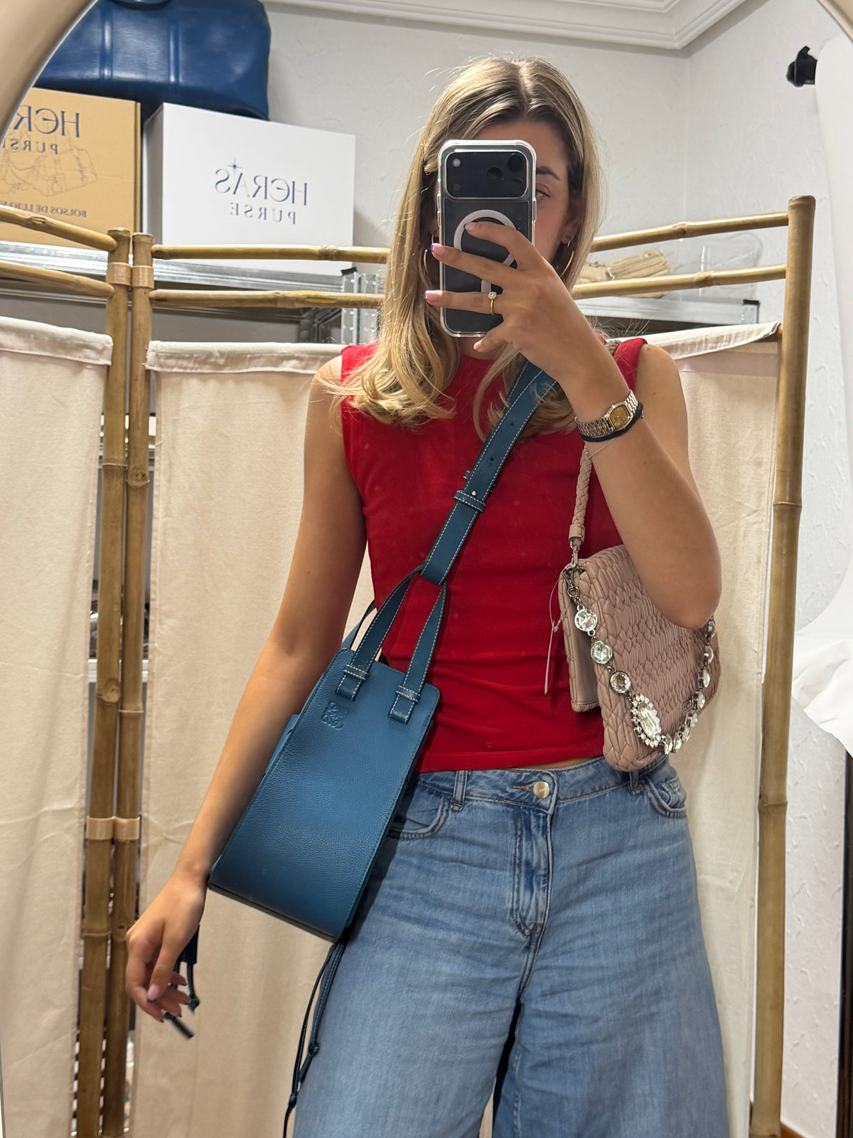Loewe Hammock Small Piel Azul Lago