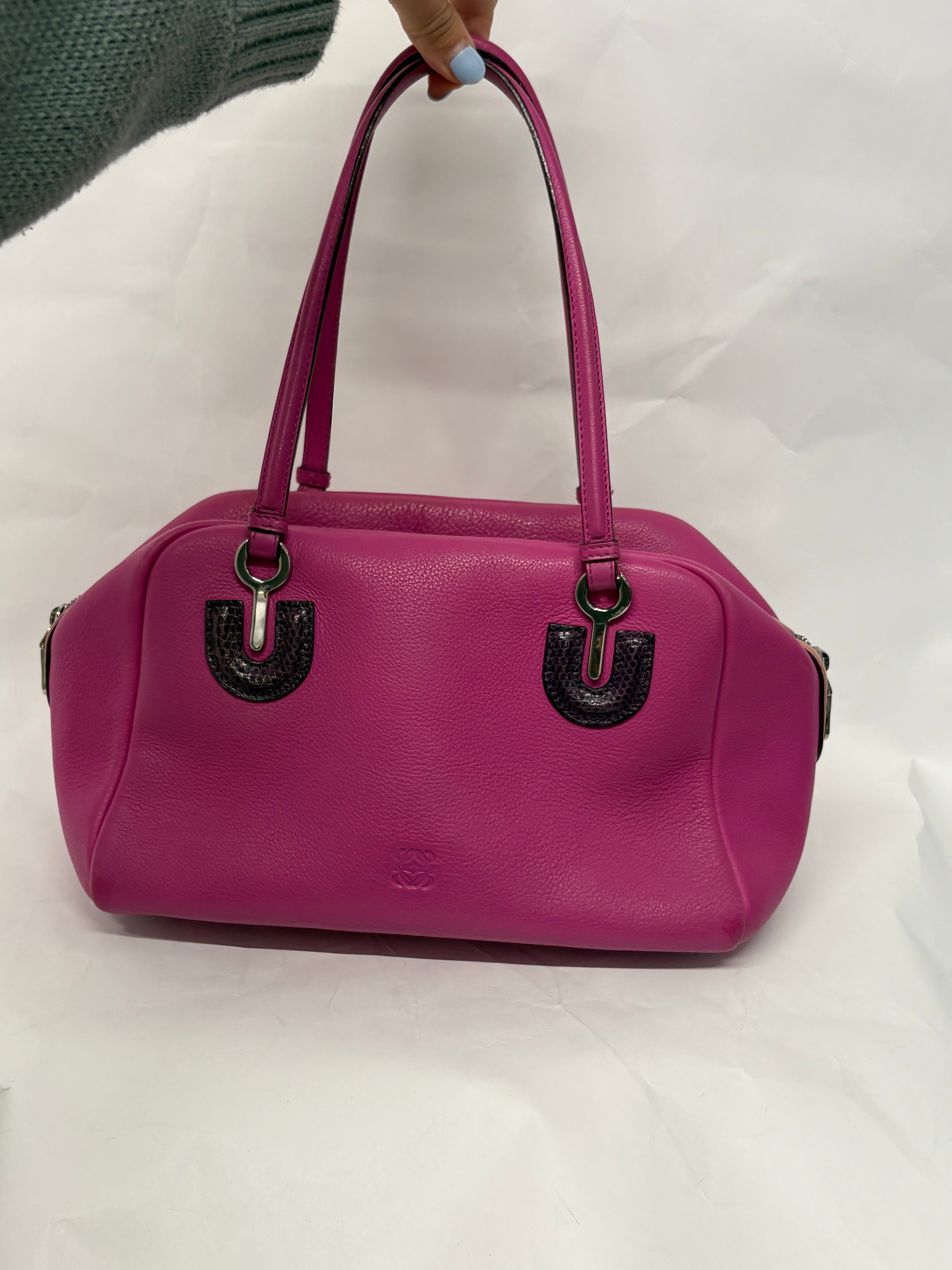 Loewe Bolso Vintage Fucsia Piel con Detalles Exóticos