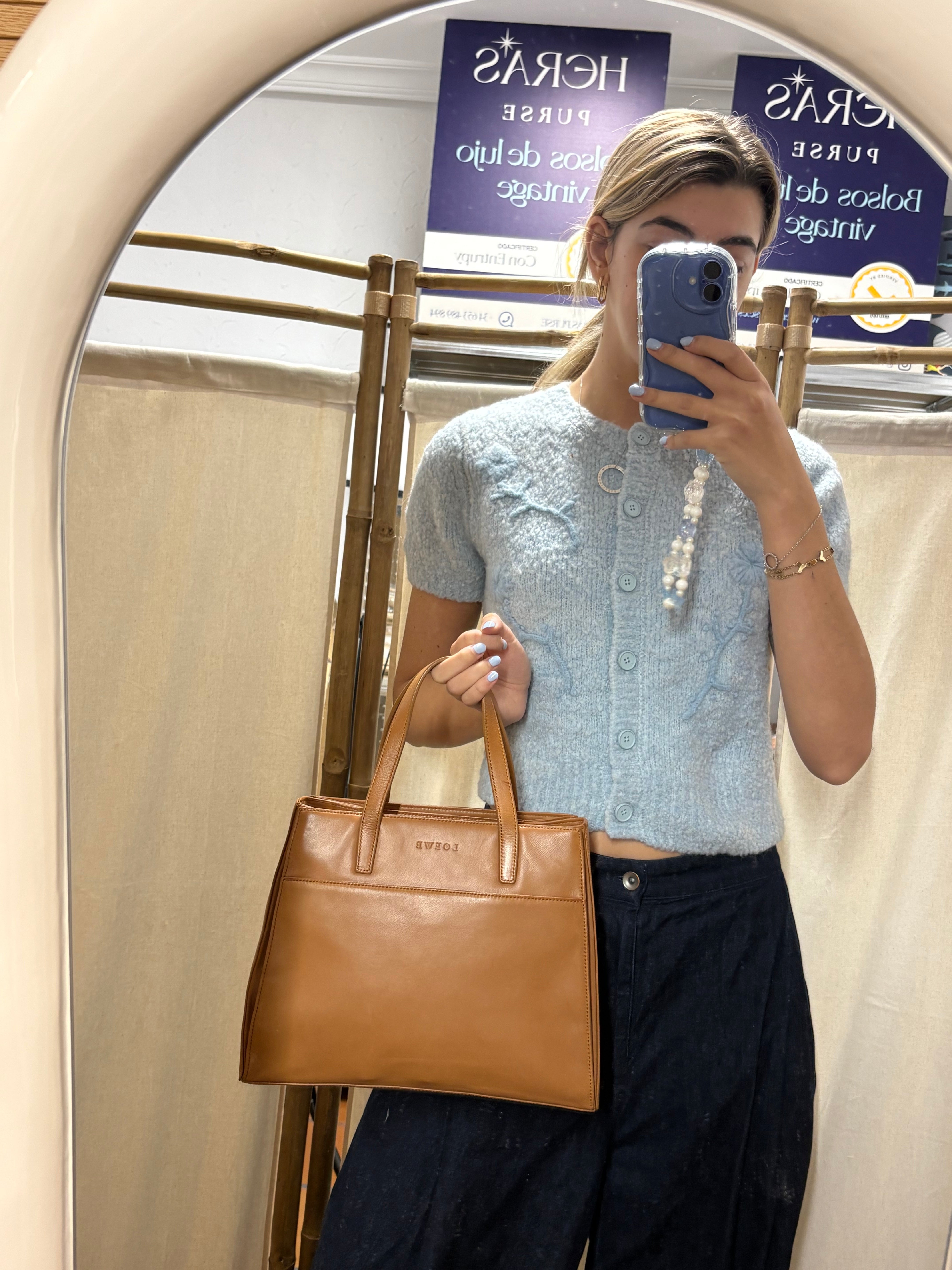 Loewe Vintage Piel Tafilete Camel 2-Way Original con bandolera
