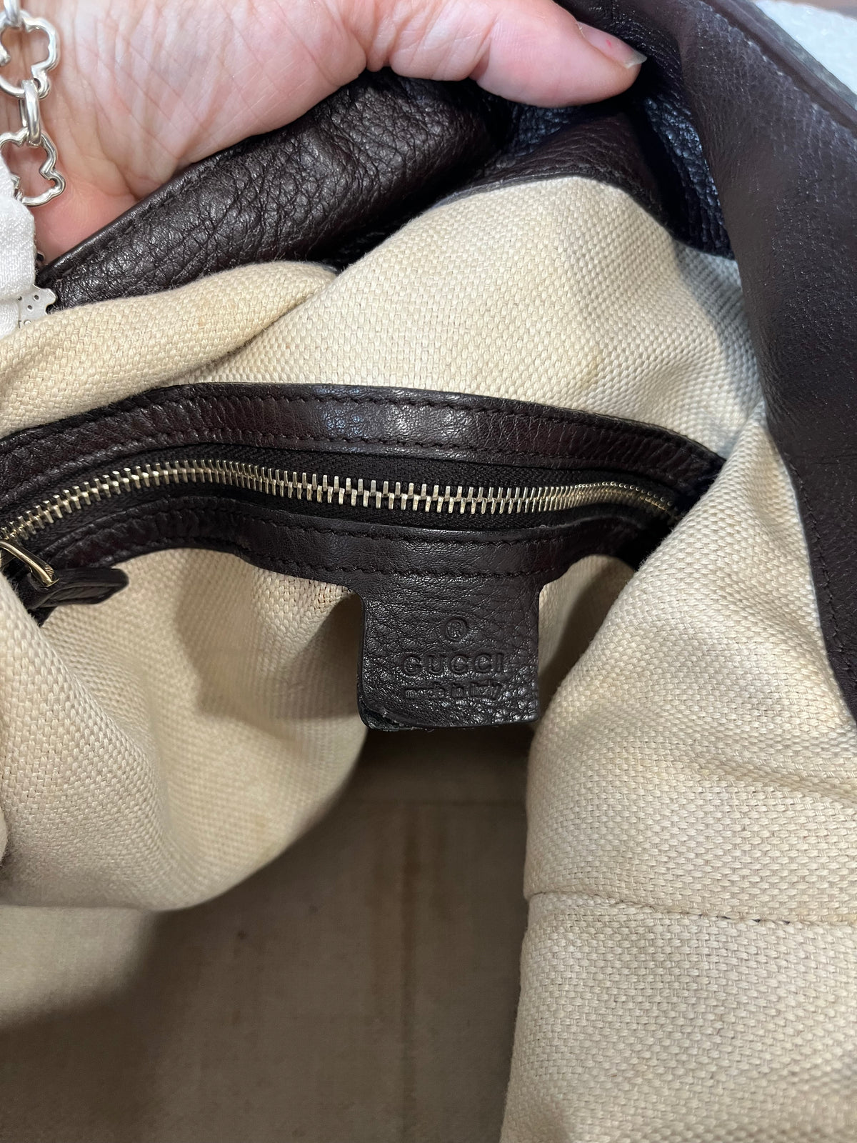 Gucci hobo Bamboo Lona GG Beige con Bandolera