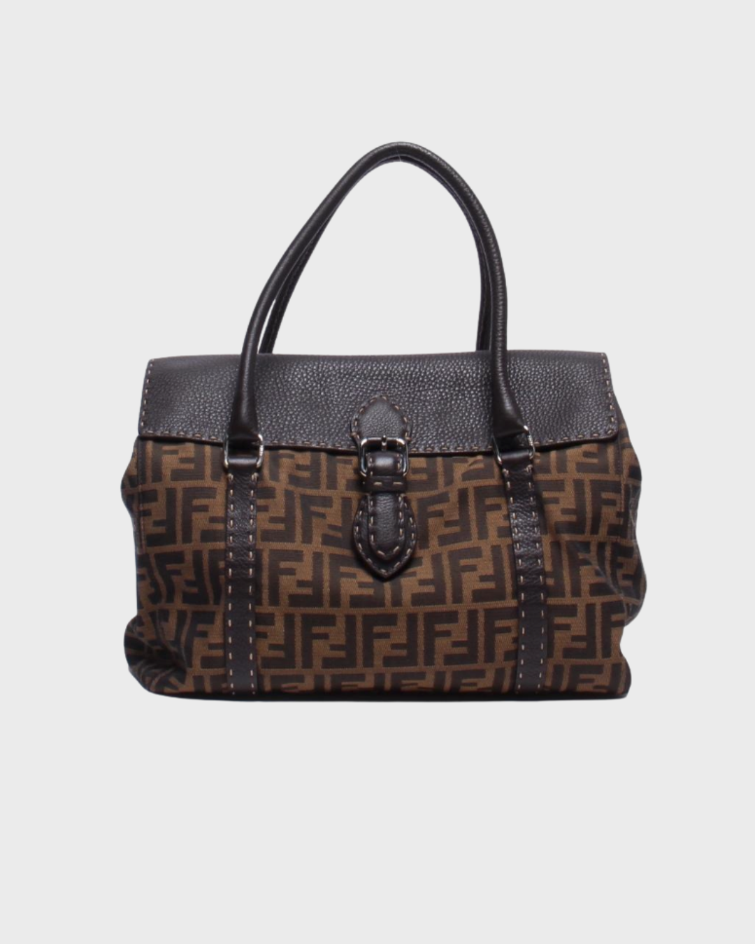 Fendi Zucca con solapa y asas de cuero vintage