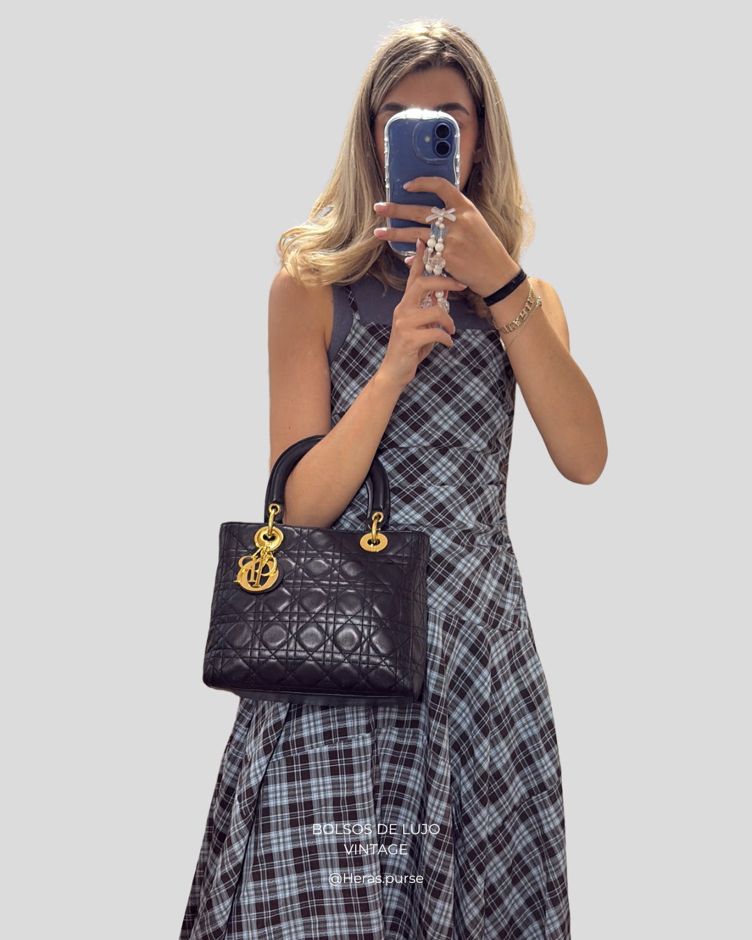 Christian Dior Lady Dior Mediano Cannage Negra Vintage