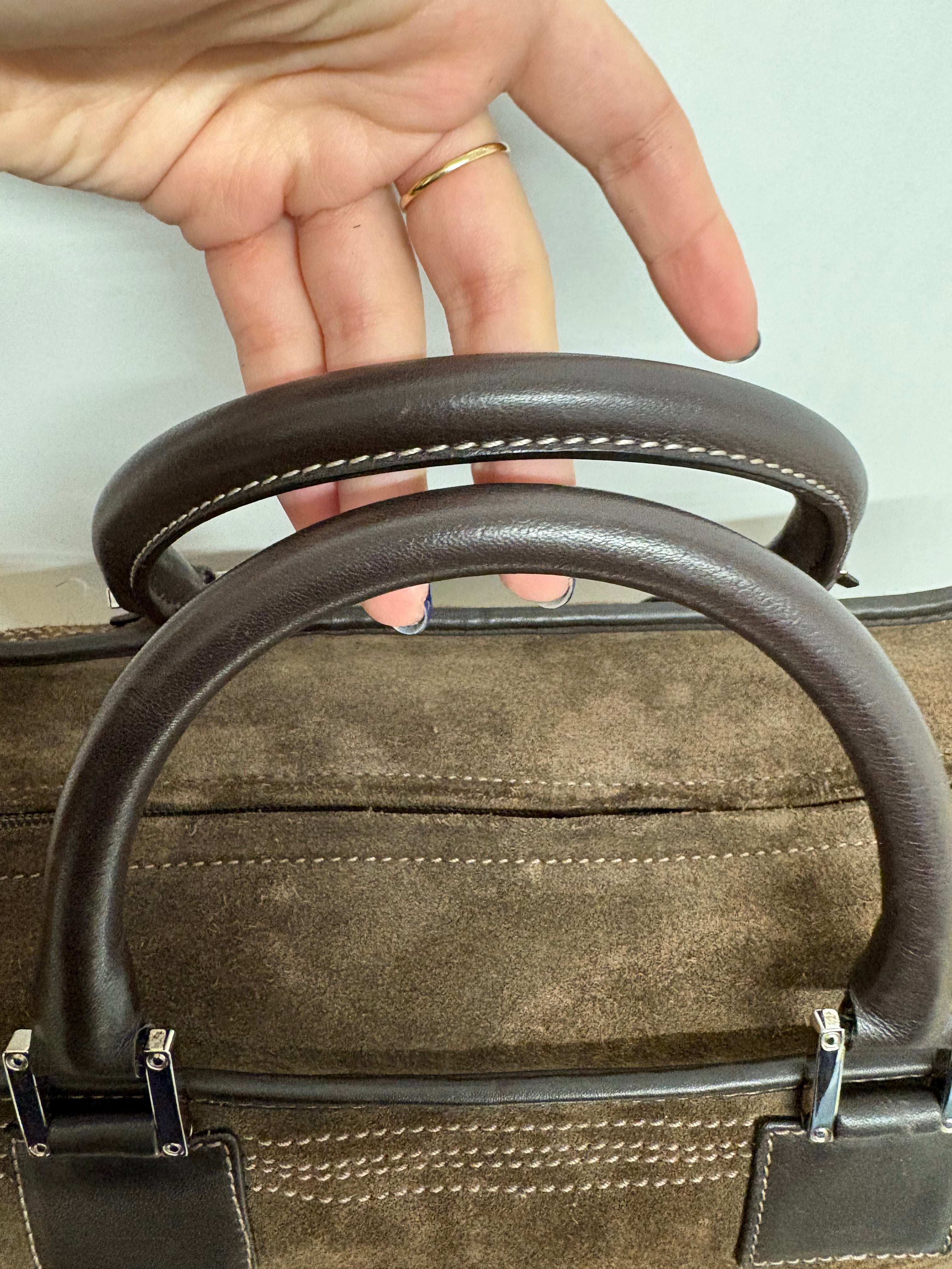 Loewe Amazona 35 marrón chocolate ante y piel