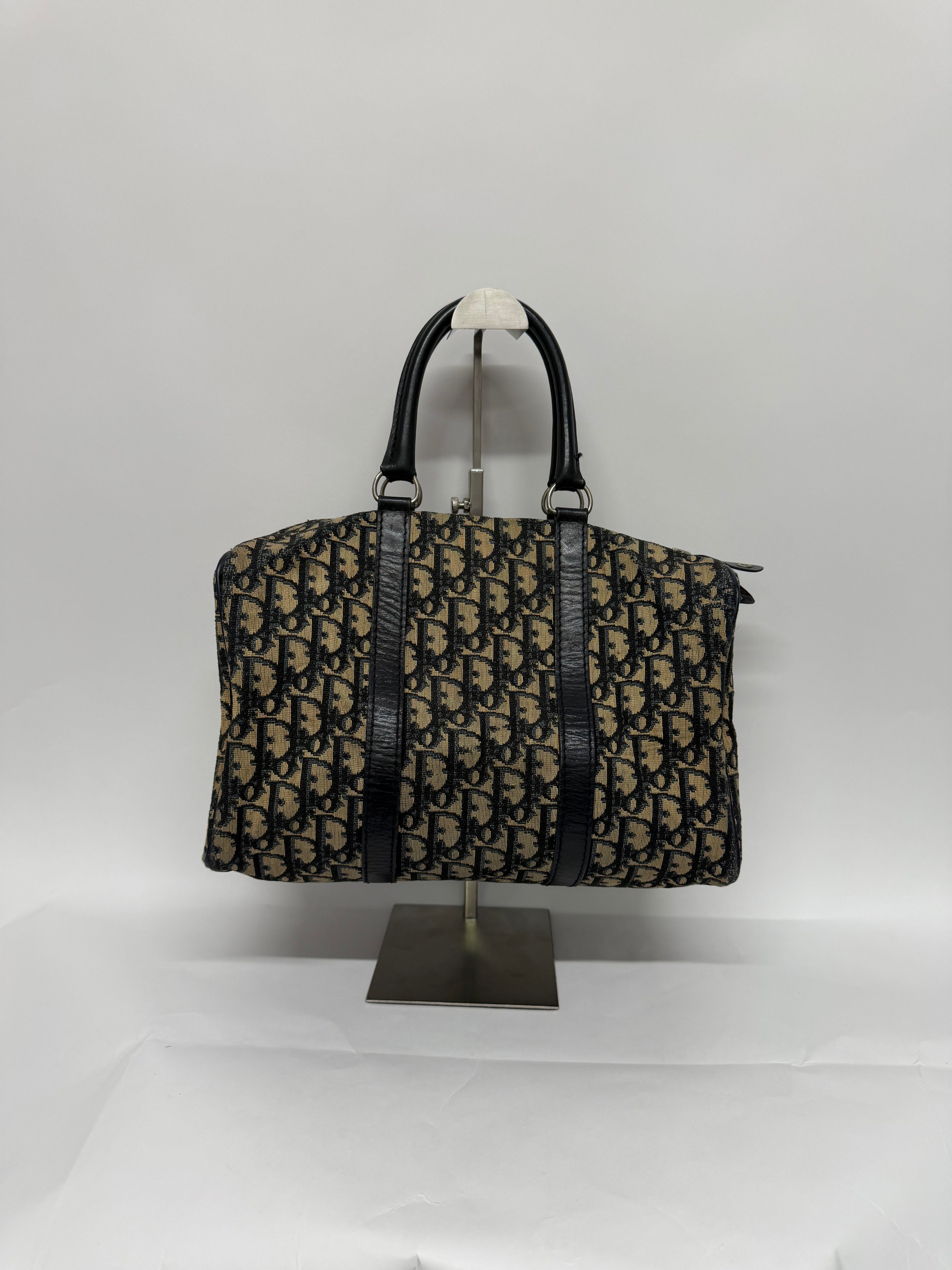 Dior Trotter Boston Bag Canvas x Leather Azul Marino