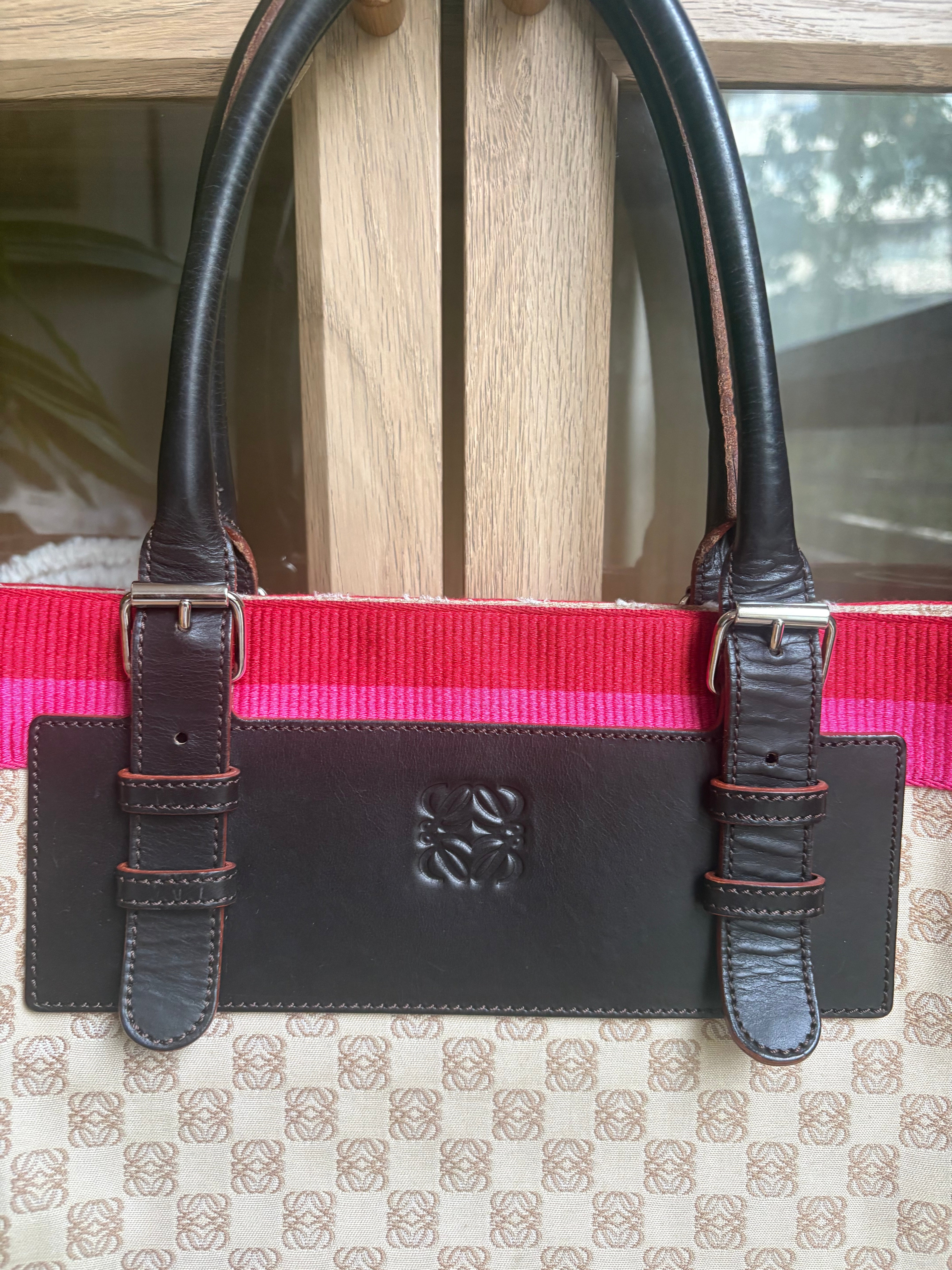 Loewe tote canvas marrón vintage