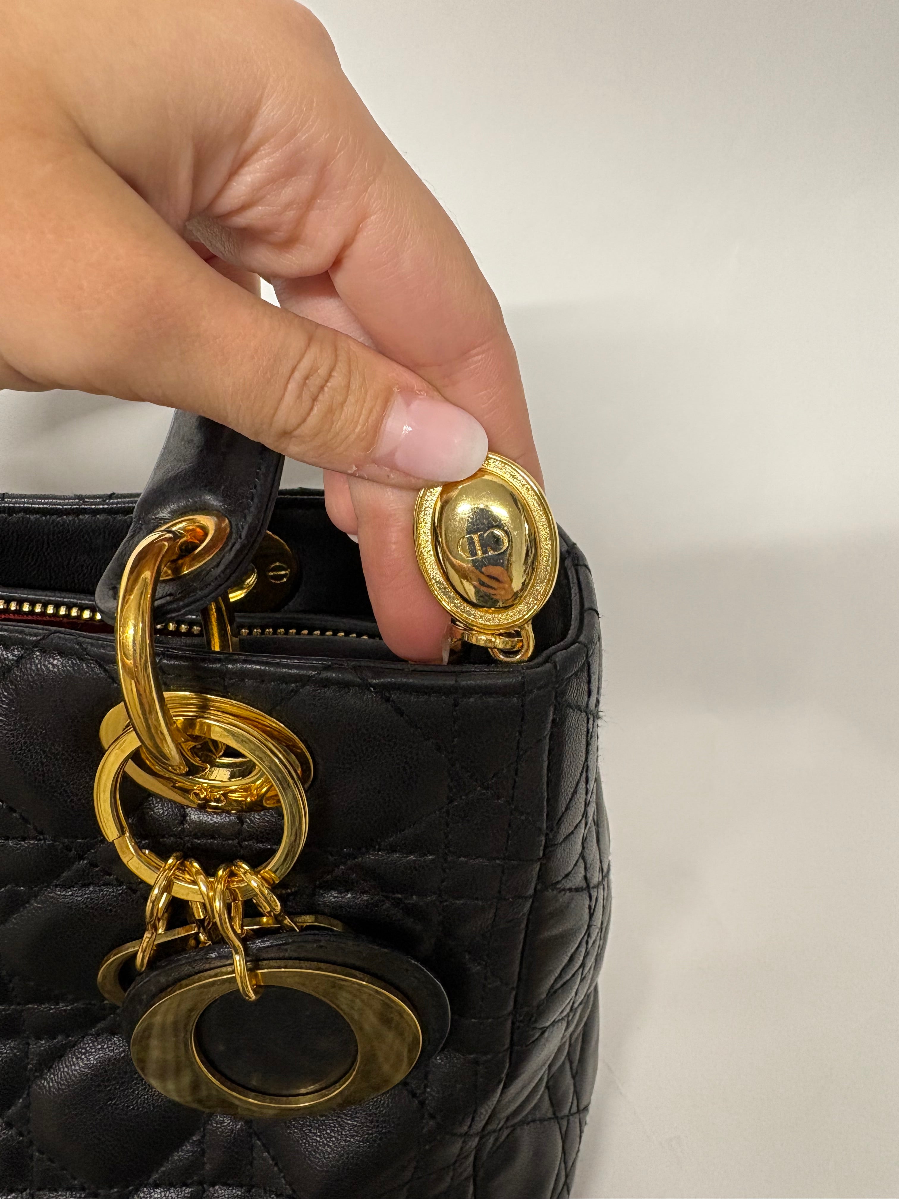 Christian Dior Lady Dior Mediano Cannage Negra Vintage