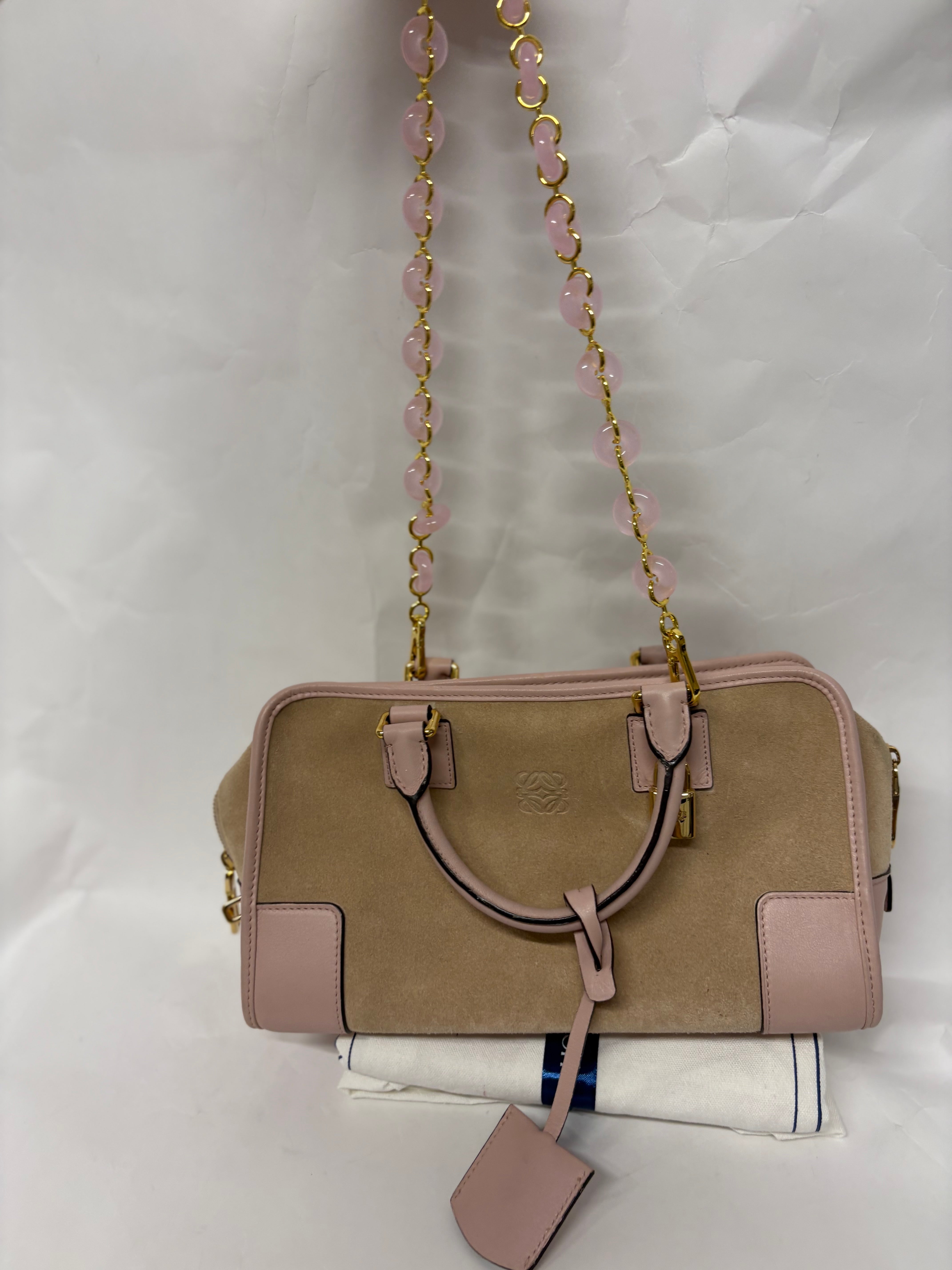 Loewe amazona 30 ante beige y rosa claro