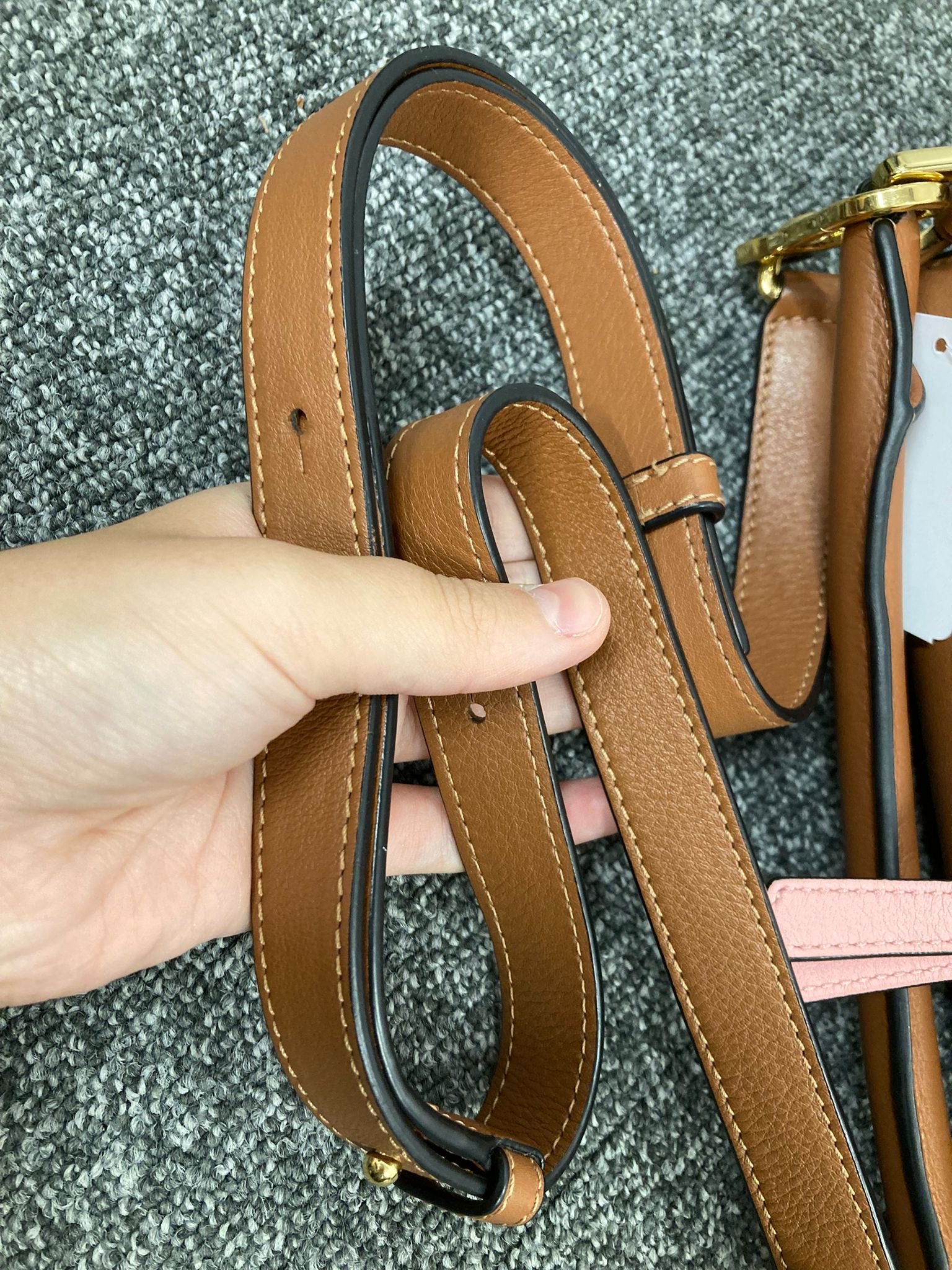 Loewe Puzzle Small tricolor en piel marrón y rosa