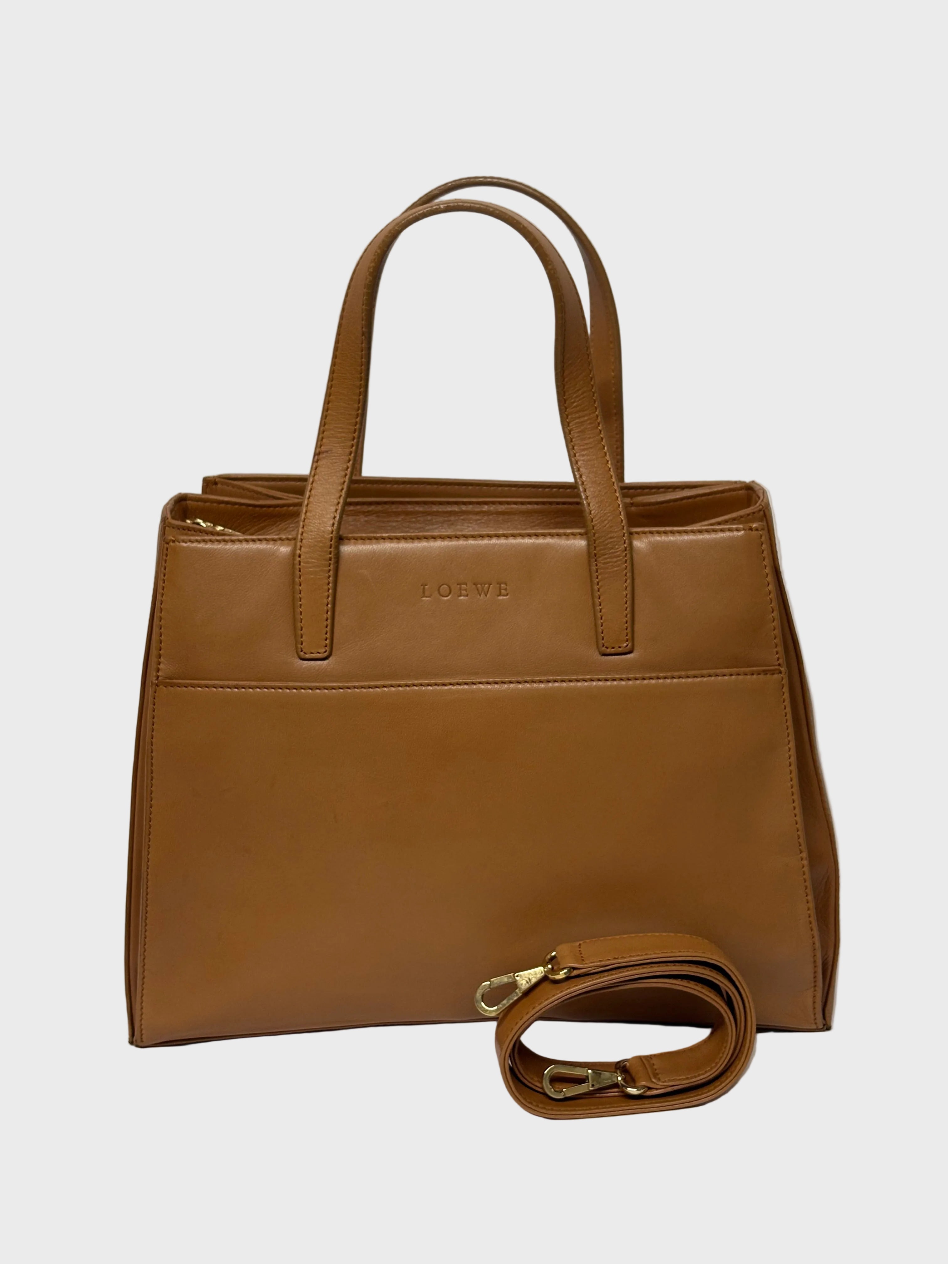 Loewe Vintage Piel Tafilete Camel 2-Way Original con bandolera