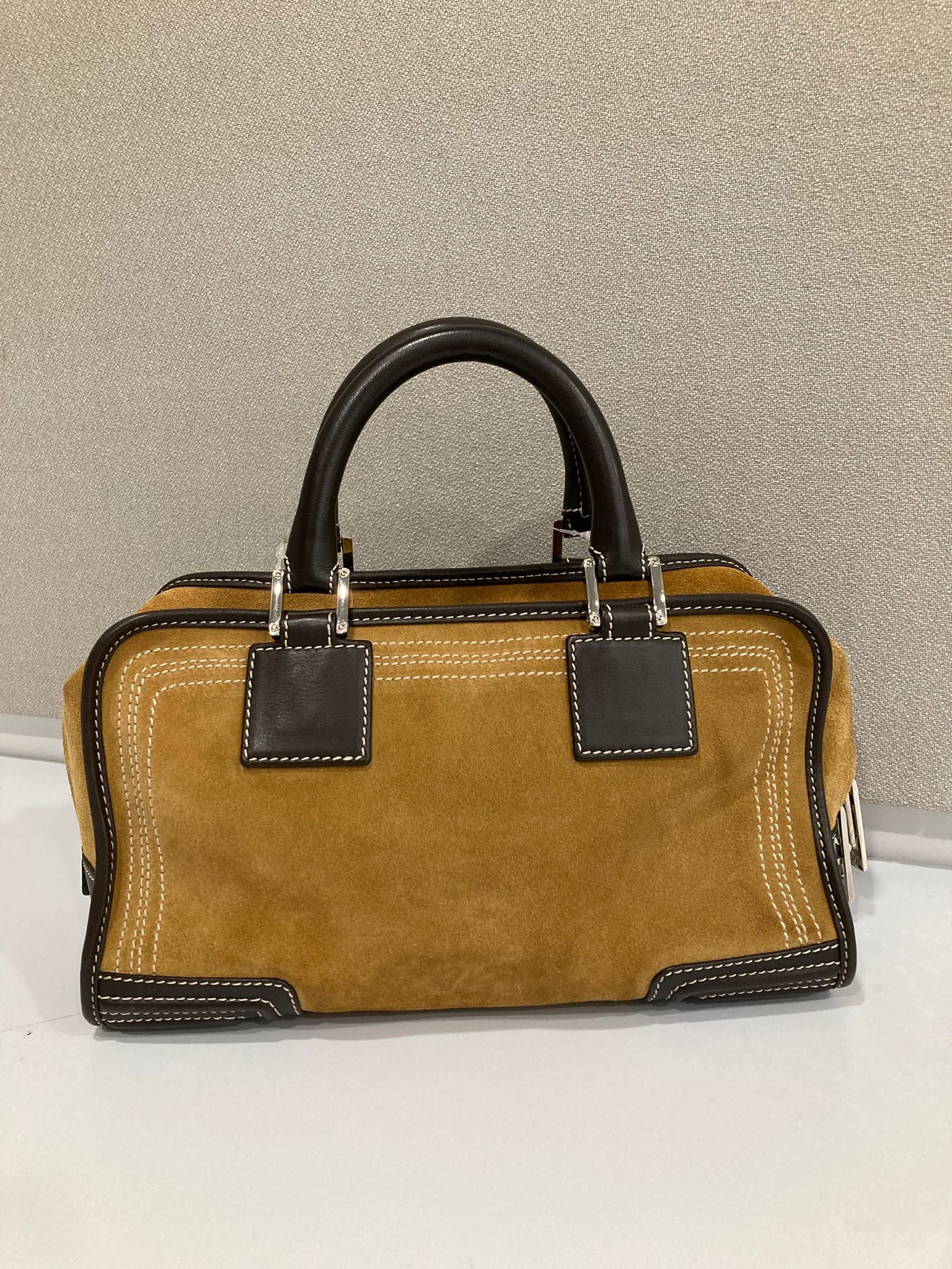 Loewe Amazona 28 Ante oro y Piel Camel/Marrón