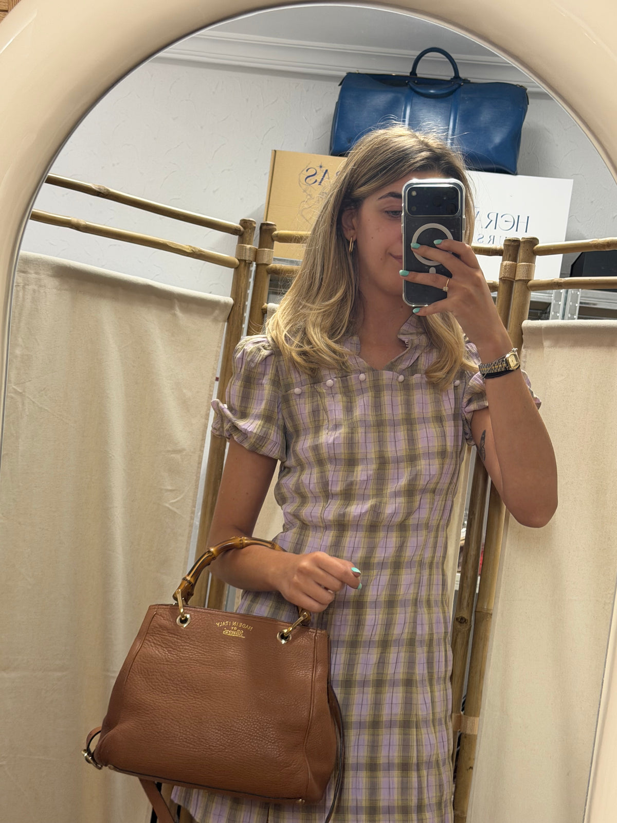 Gucci Bamboo Shopper Small Piel de Becerro Marrón