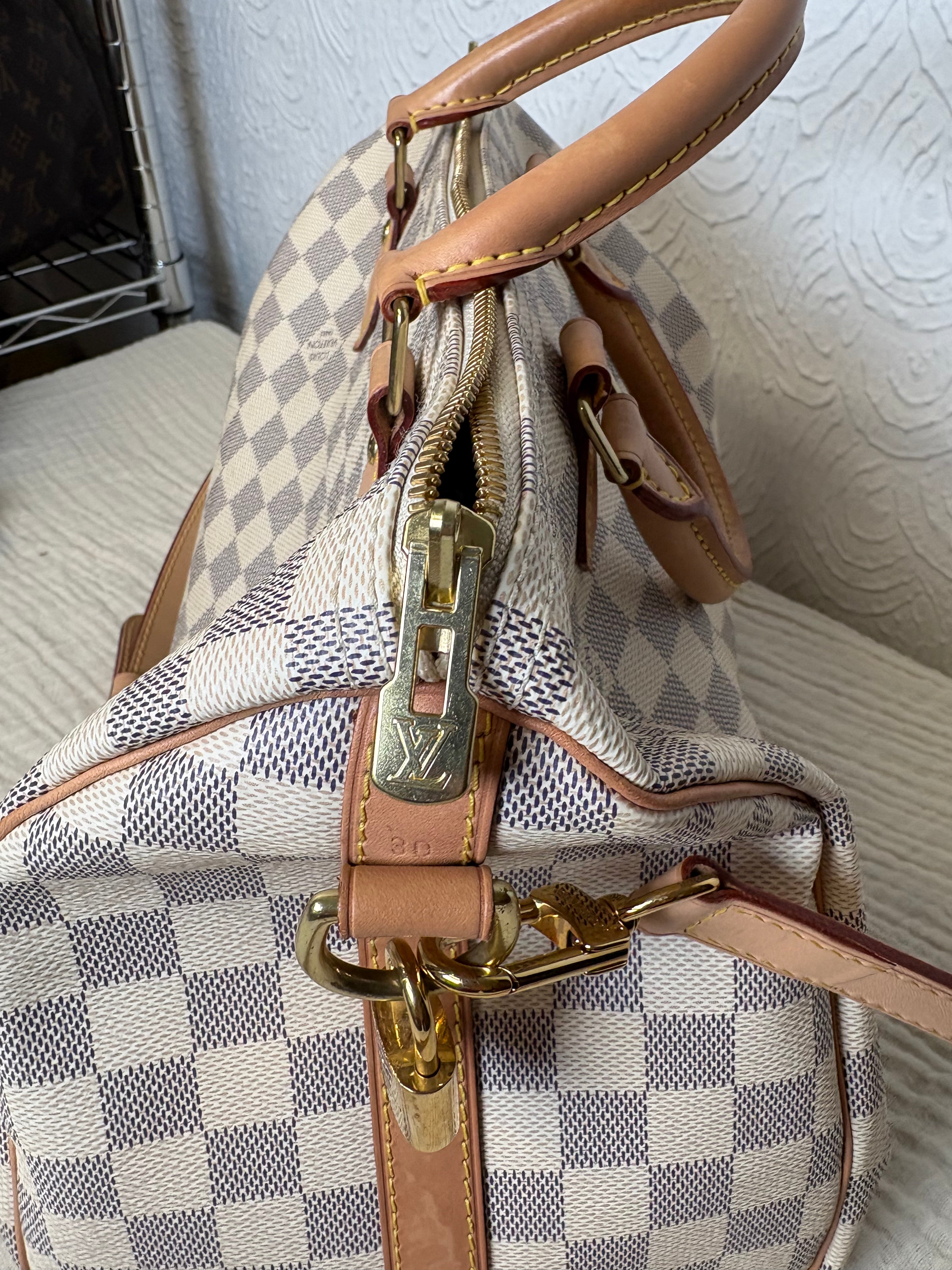 Louis Vuitton Speedy 30 Bandoulière Canvas Damier Azur y piel vachetta