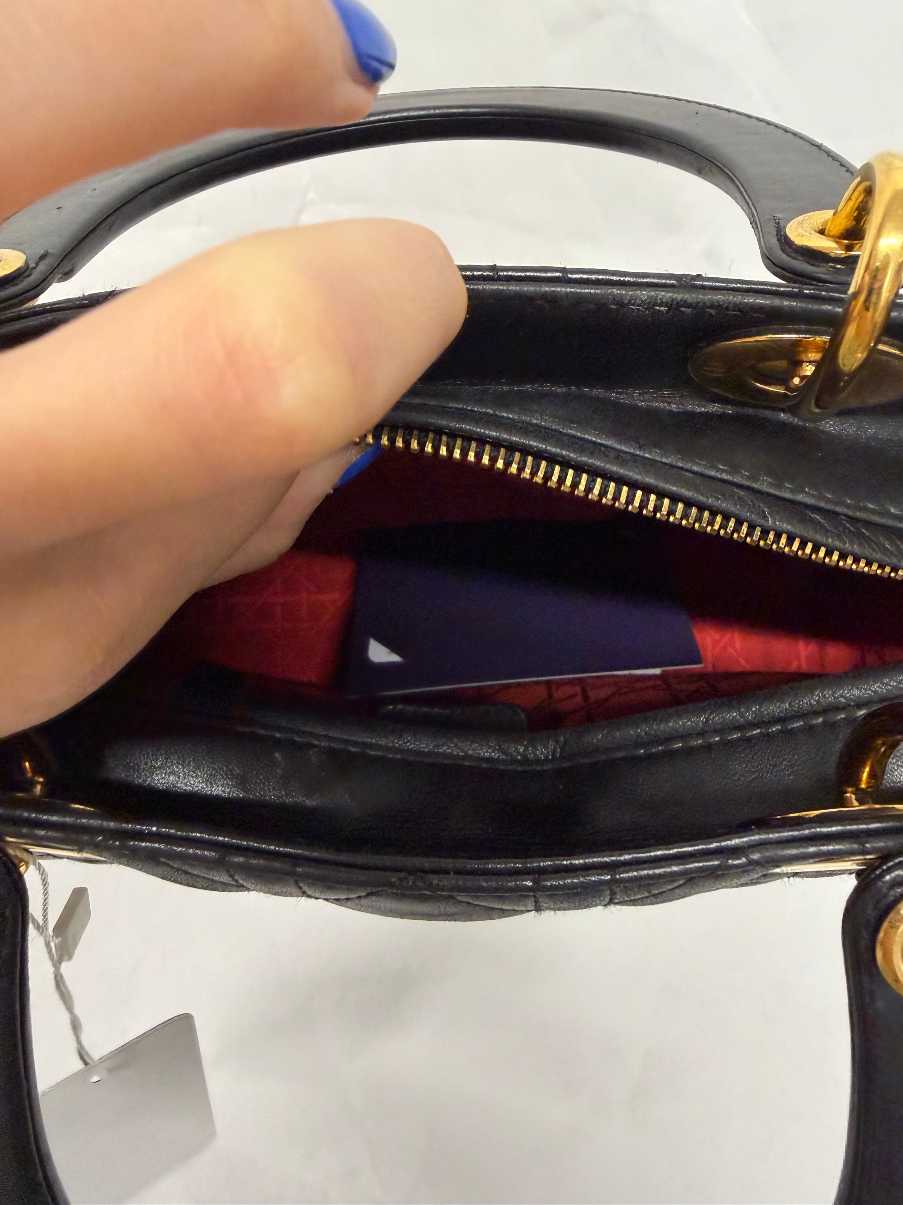 Christian Dior Lady Dior Medium | Lambskin Negro Gold