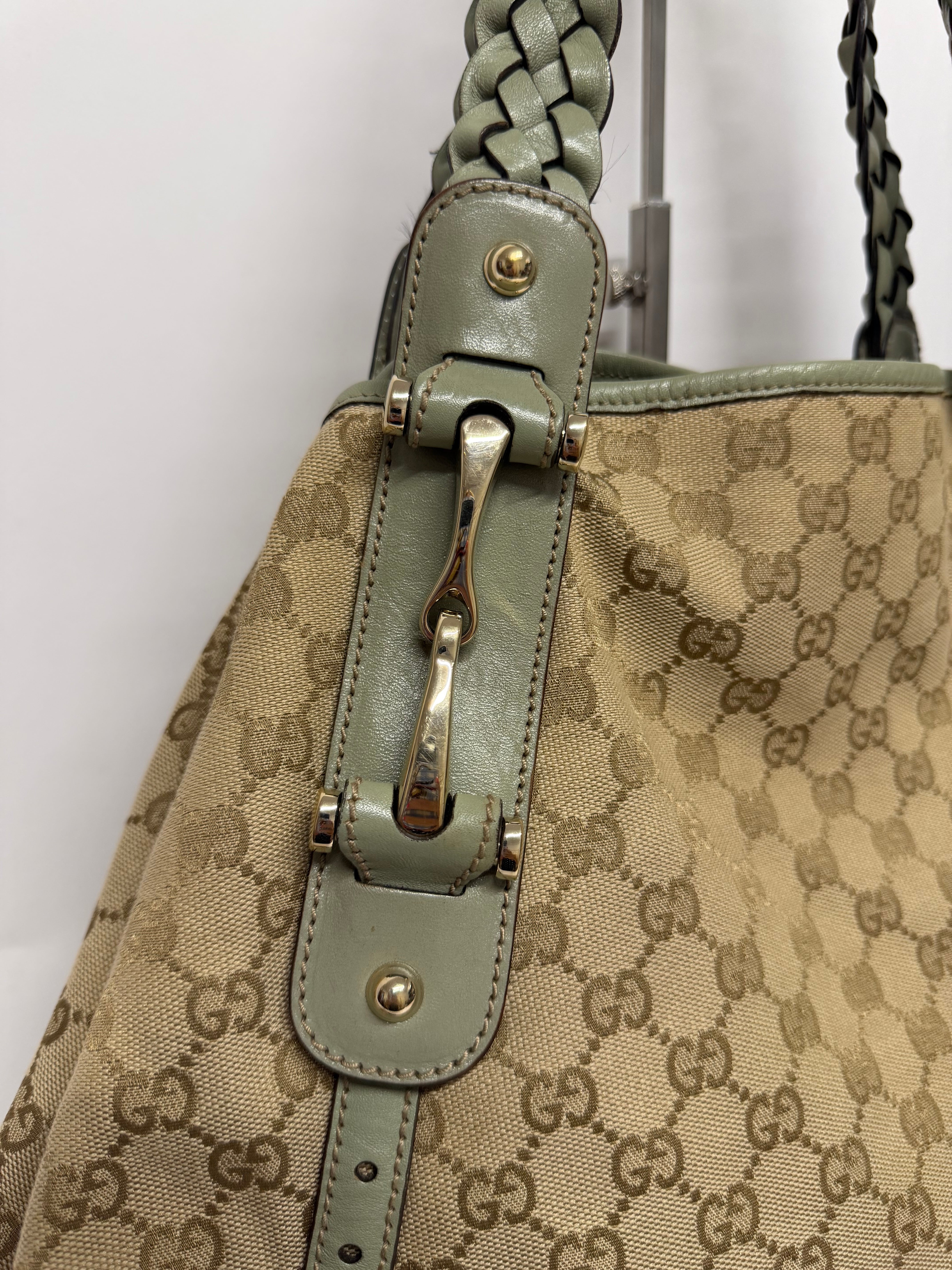 Gucci Pelham Horsebit GG Canvas Beige y Verde