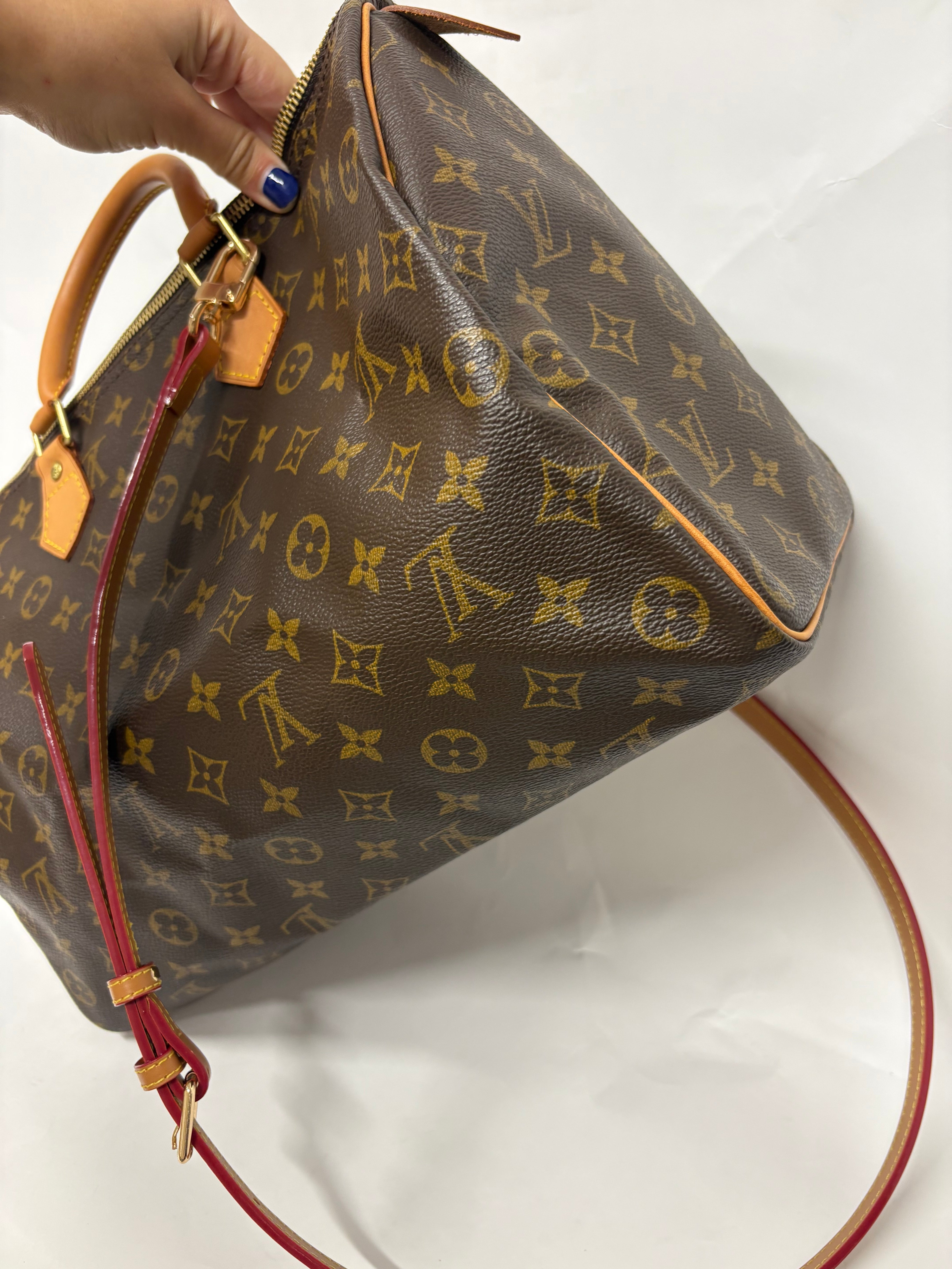 Louis Vuitton speedy 35 canvas monogram con bandolera extra