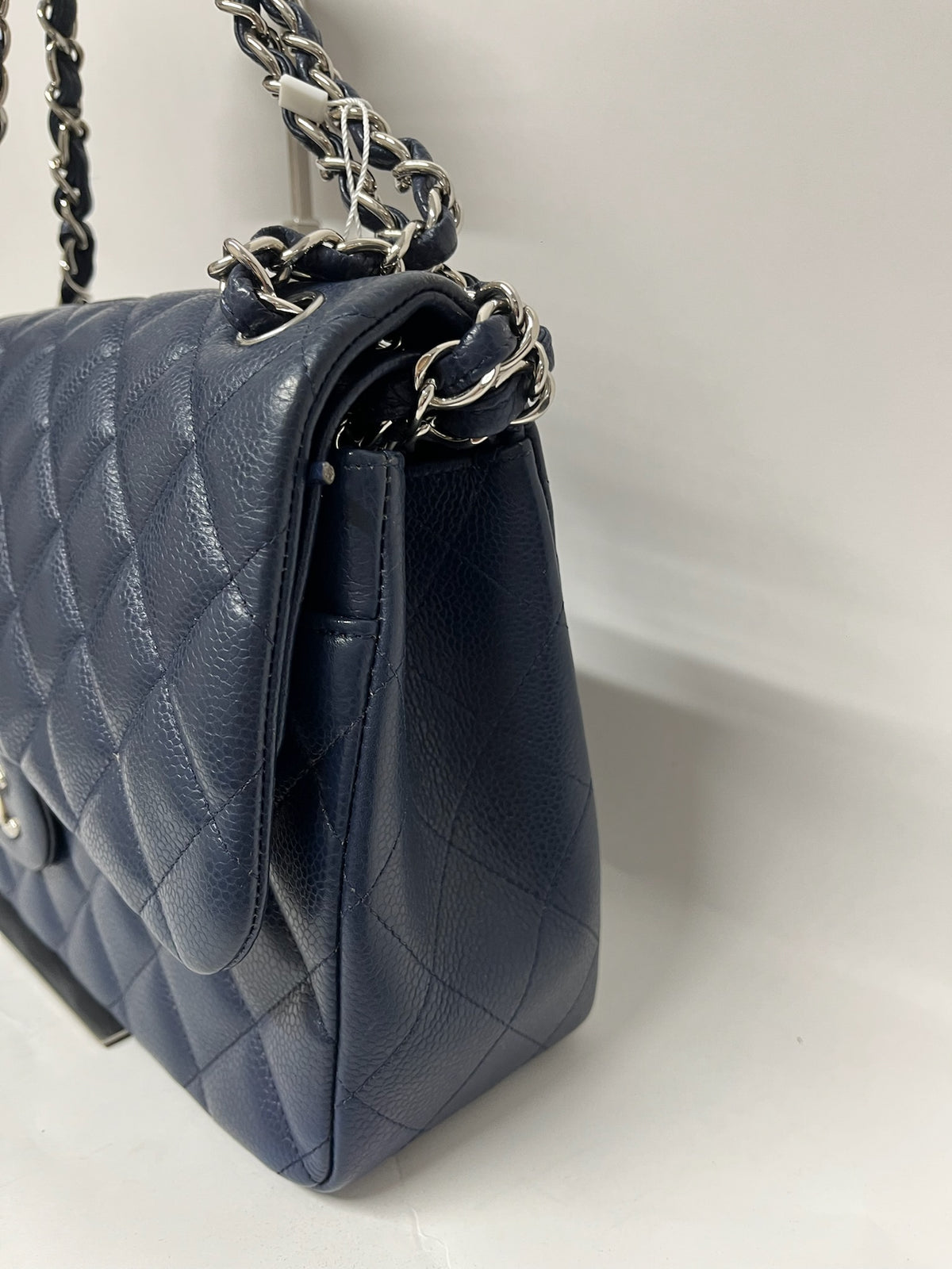 Chanel Classic Double Flap Jumbo Caviar Azul - serie 15