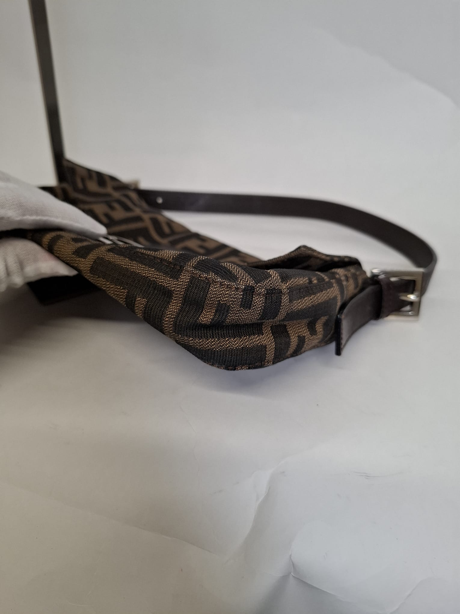Fendi Mamma Baguette Lona Zucca y Piel Marrón