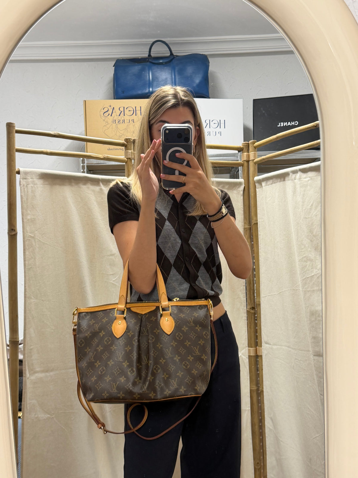 Louis Vuitton Palermo PM Monogram con Bandolera de Piel Heras Purse