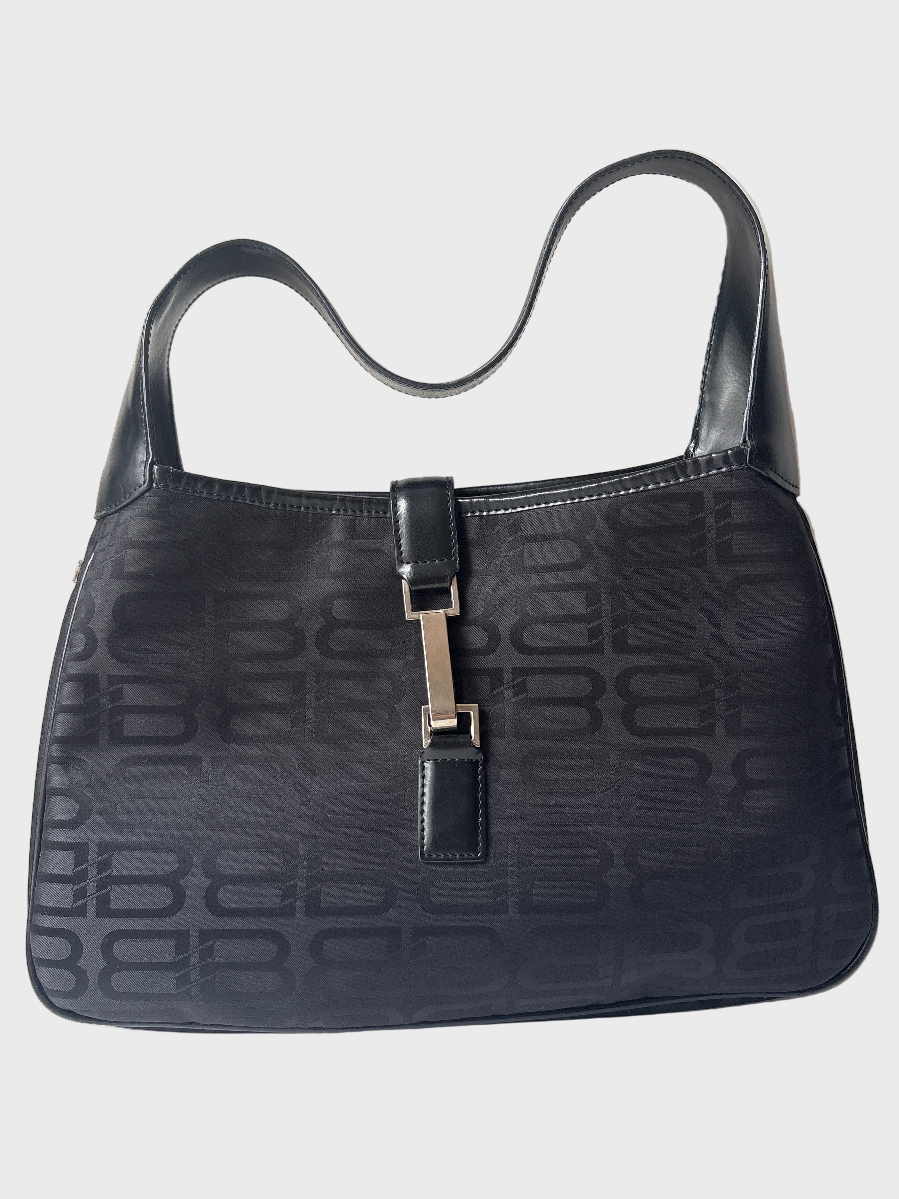 Balenciaga Hobo Bag en lona monogram “BB antiguo” negra