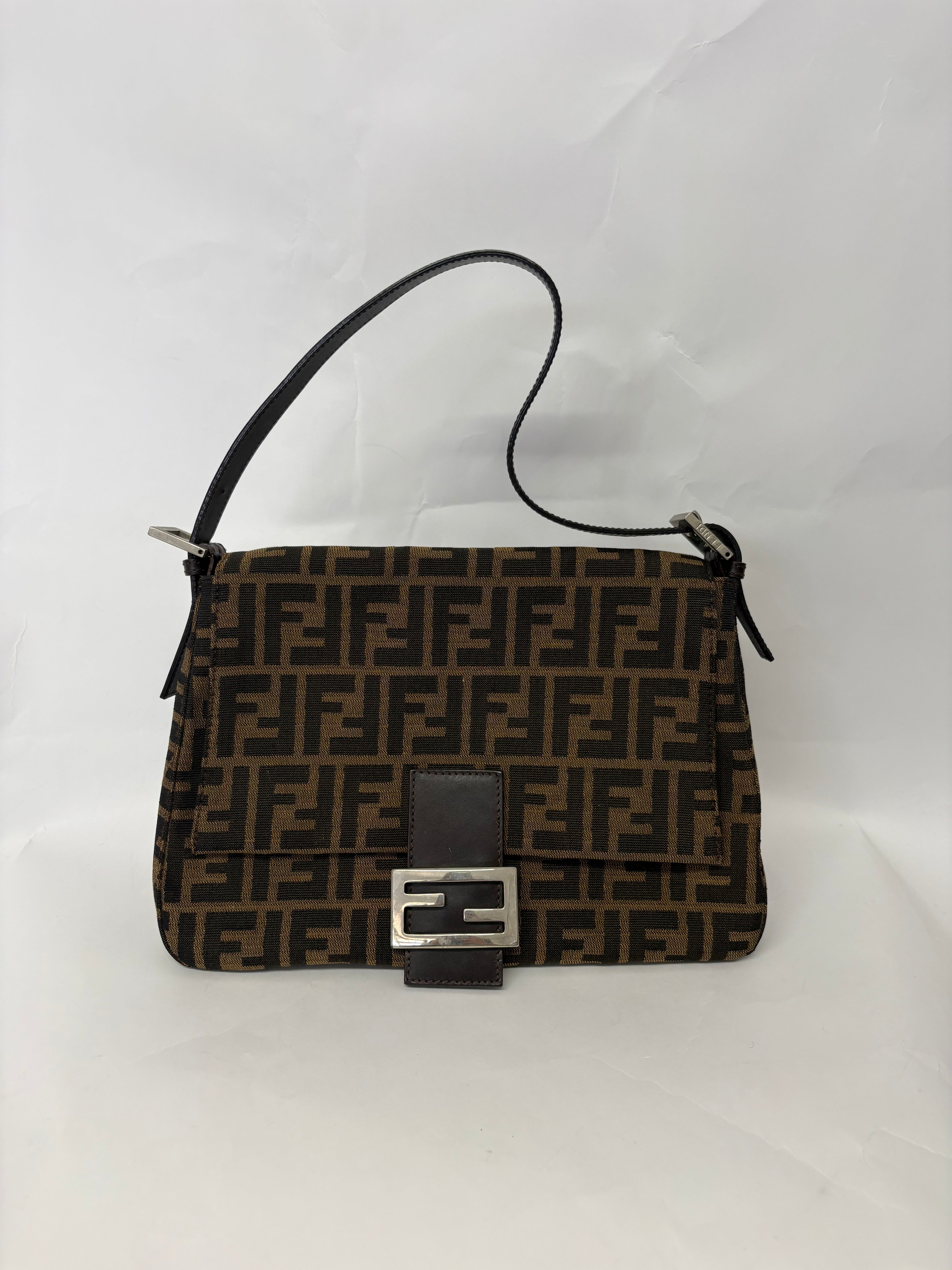 Fendi Mamma Baguette Zucca Canvas Marrón – Iconic FF