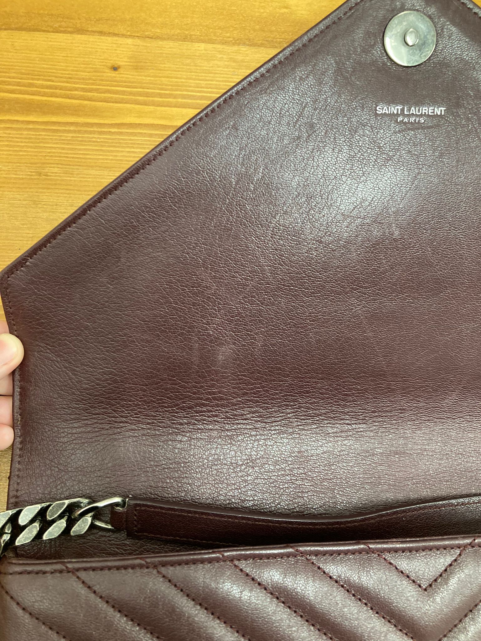 Saint Laurent College Large 2WAY Bag Bordeaux Chevron Leather