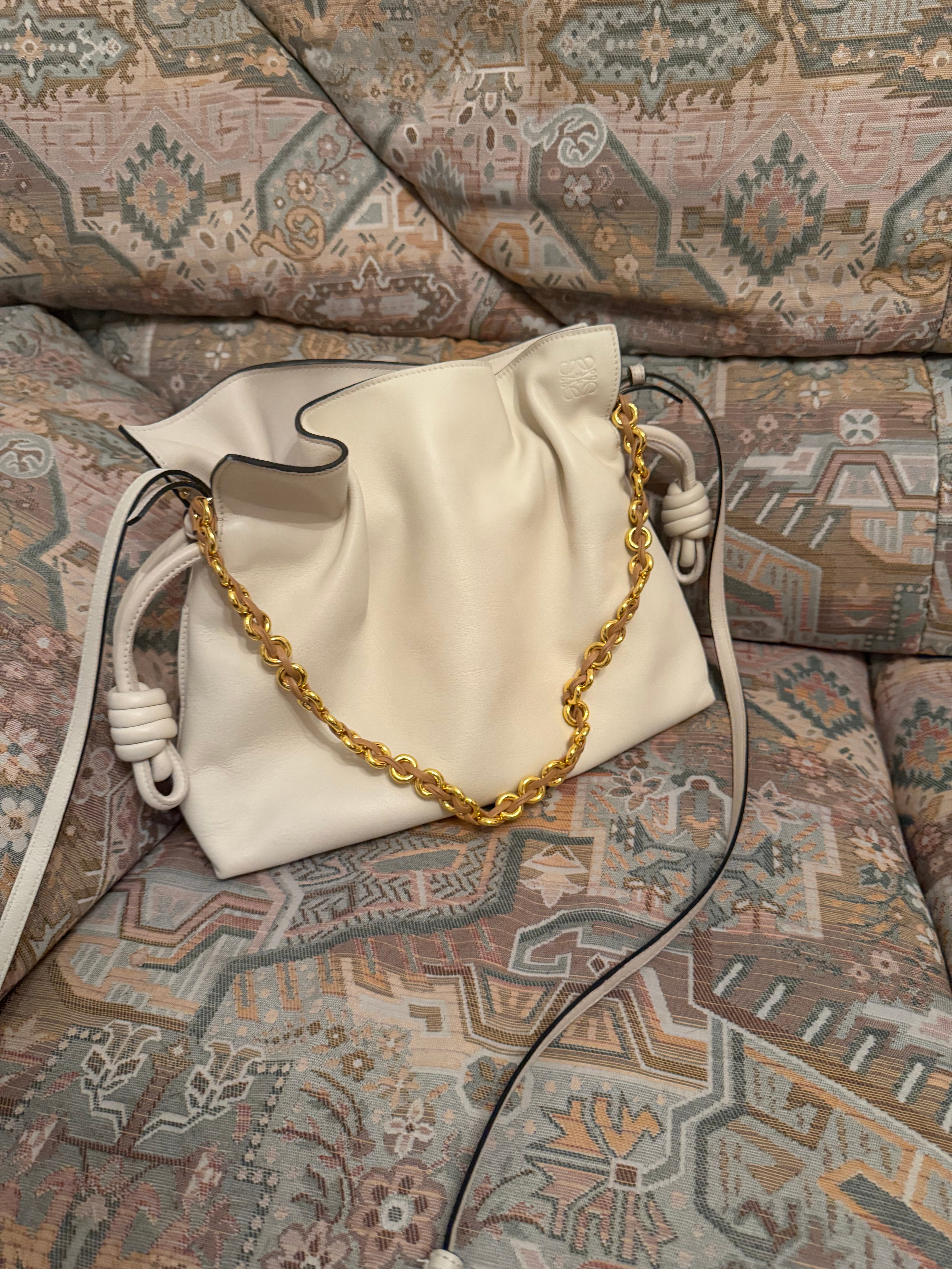 Loewe Flamenco Mediano Piel Blanco Roto