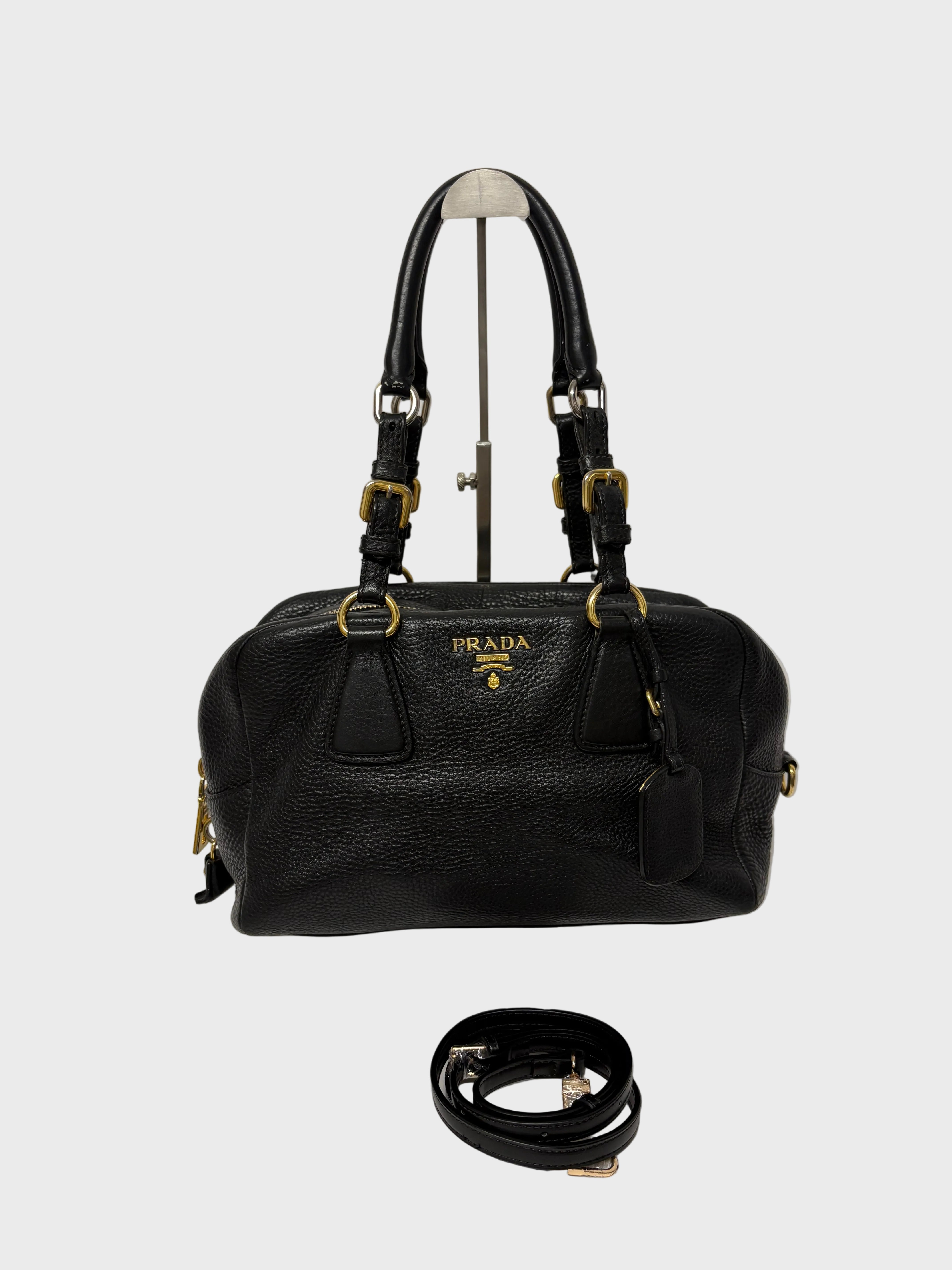 Prada Vitello Daino Negro 2-Way Original – Bandolera