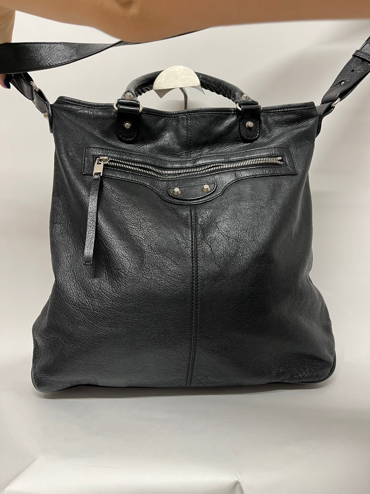 Balenciaga Classic Hexagon Piel Negra grande con bandolera