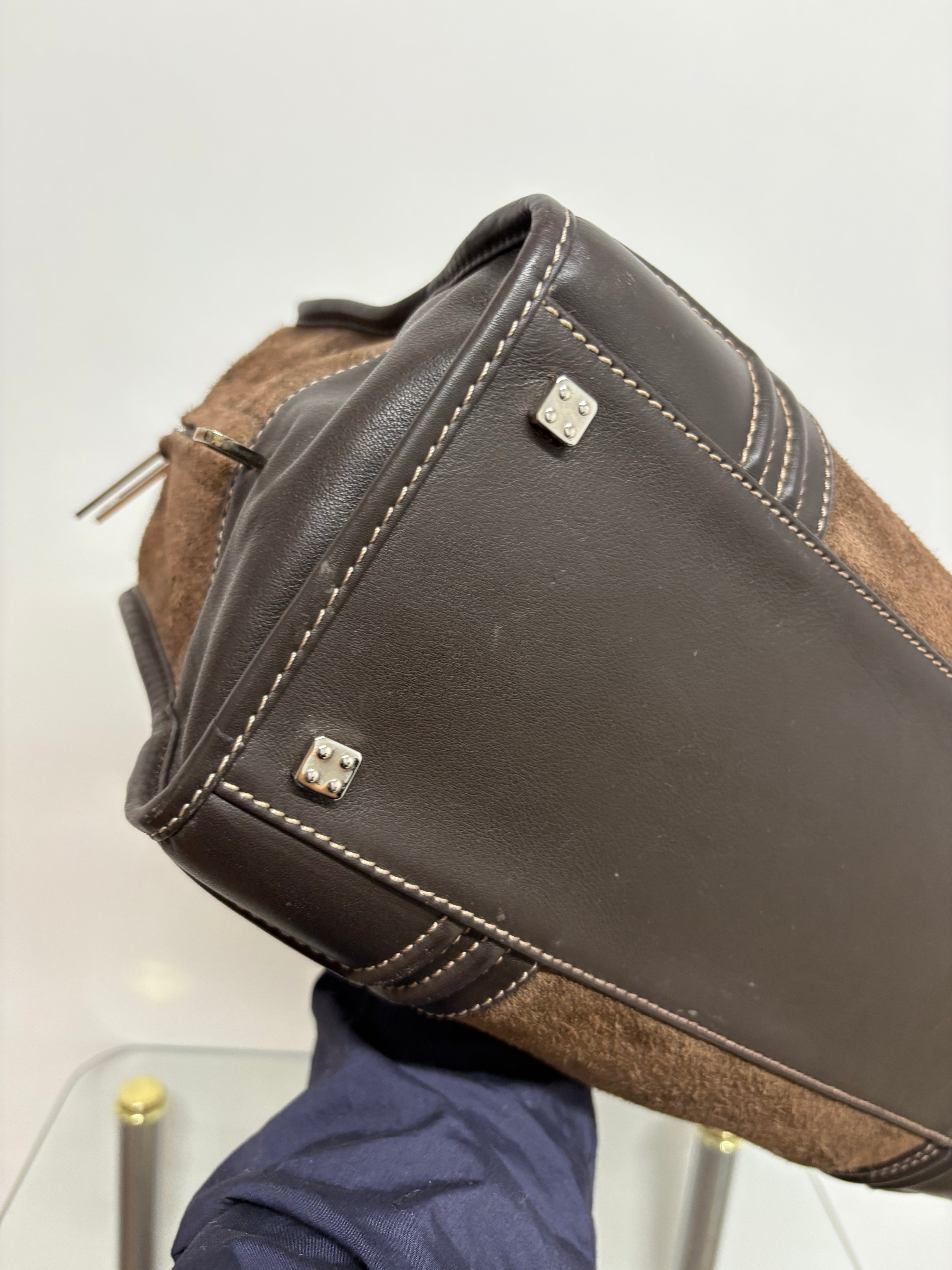 Loewe Amazona 35 marrón chocolate ante y piel