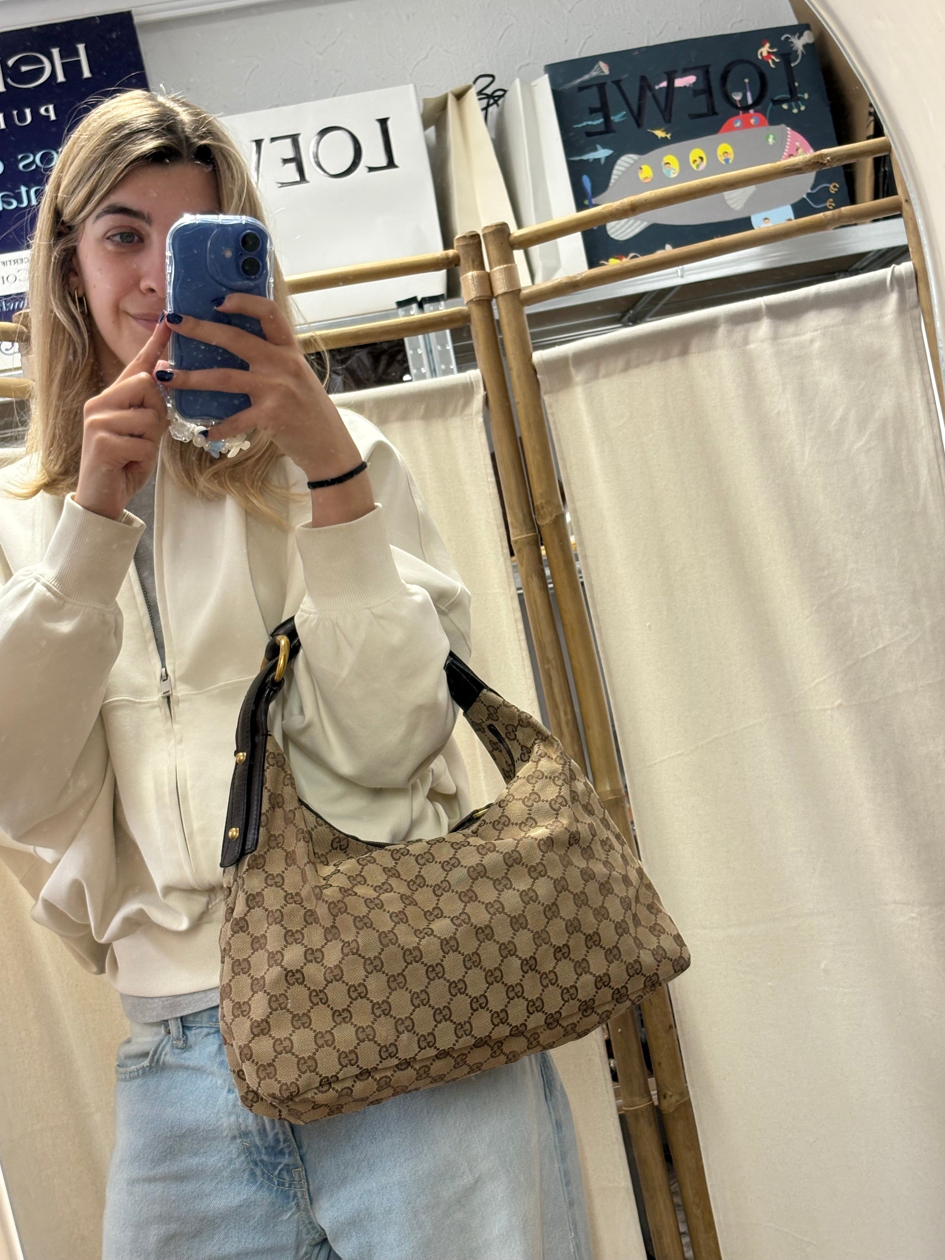 Gucci Horsebit Hobo GG Canvas Marrón