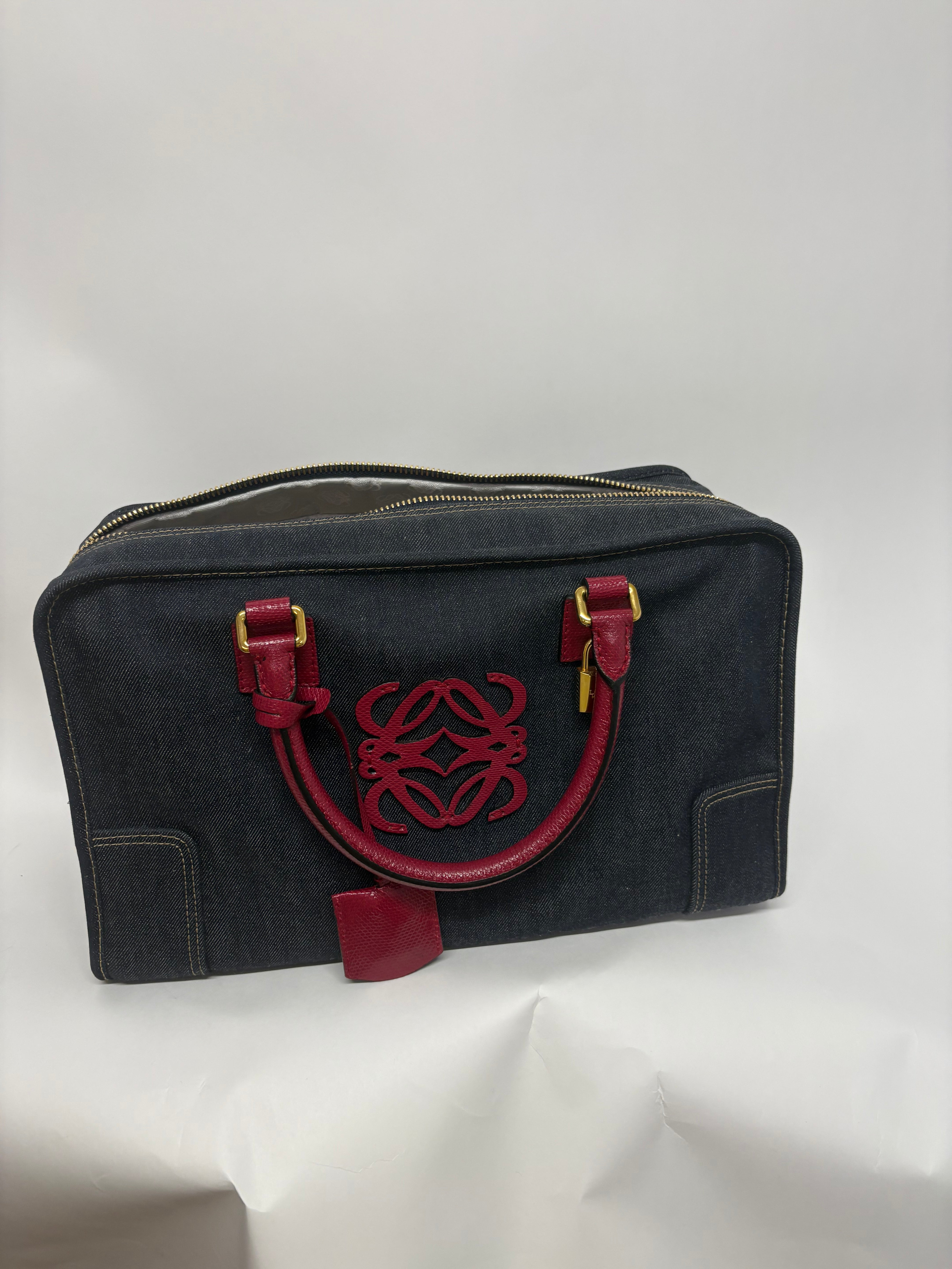Loewe amazona 35 denim azul y rosa