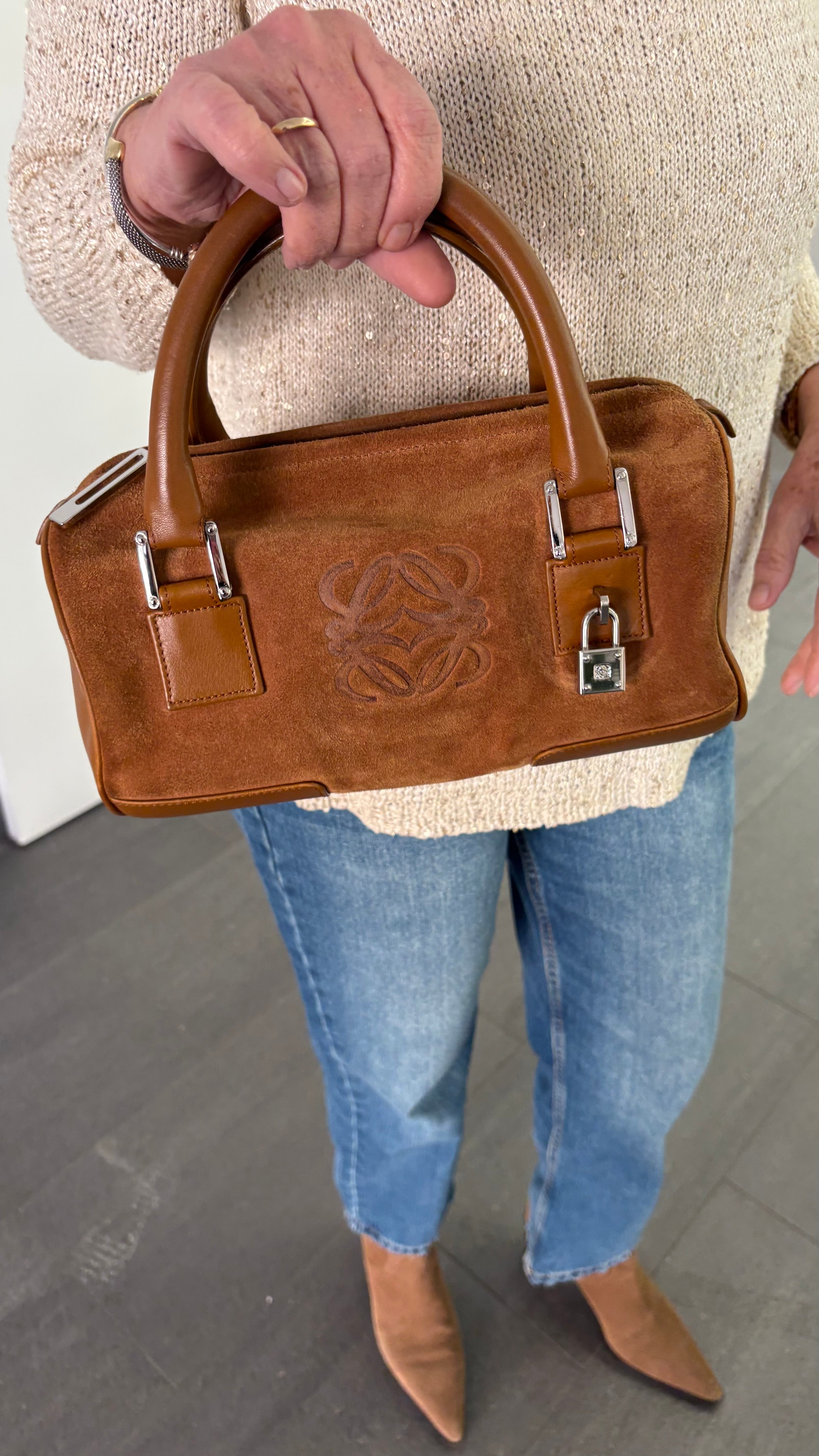 Bolso Brida Amazona en ante camel con accesorios completos