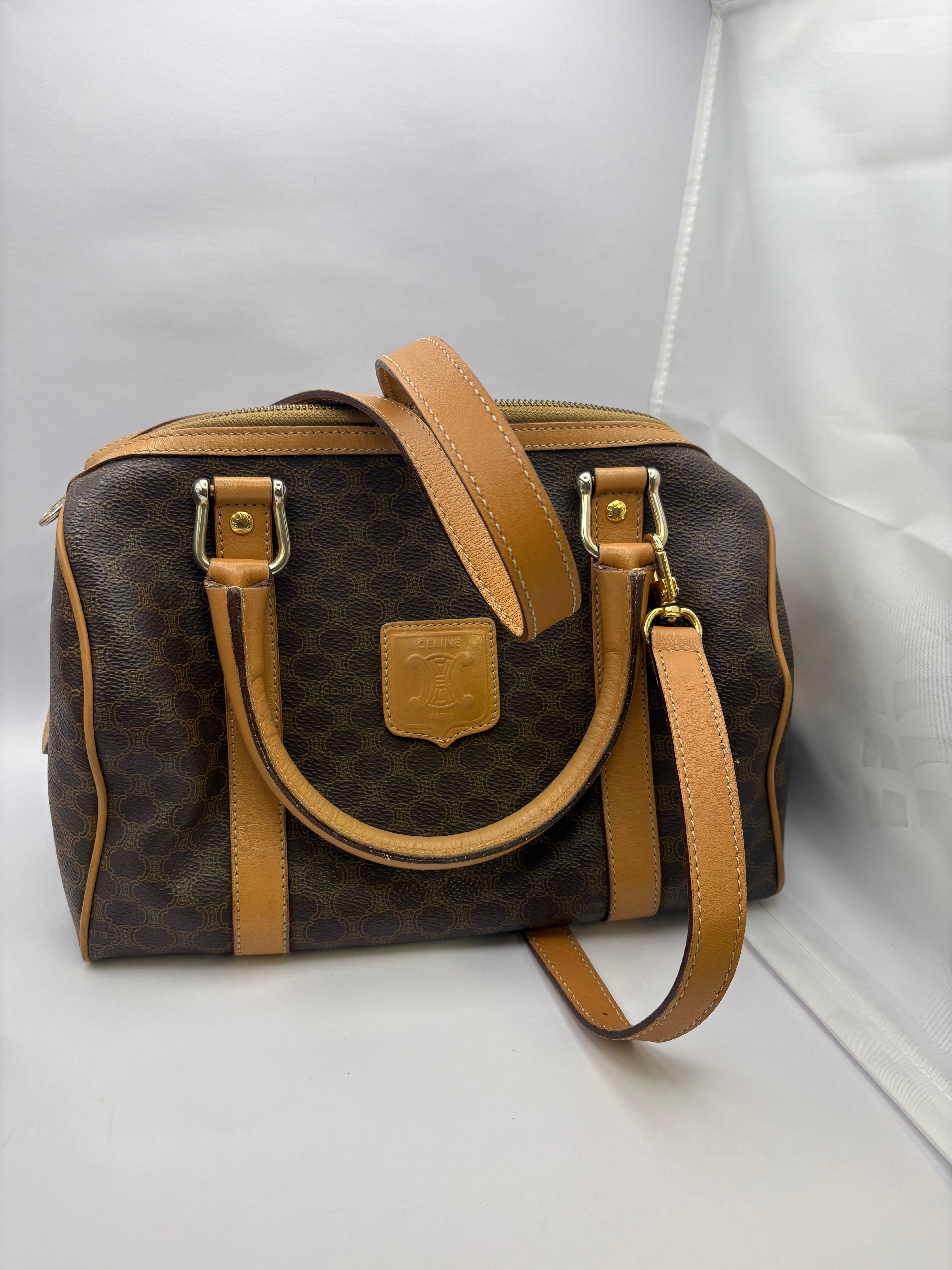 CELINE Macadam Mini Boston Vintage bandolera – Triomphe Logo