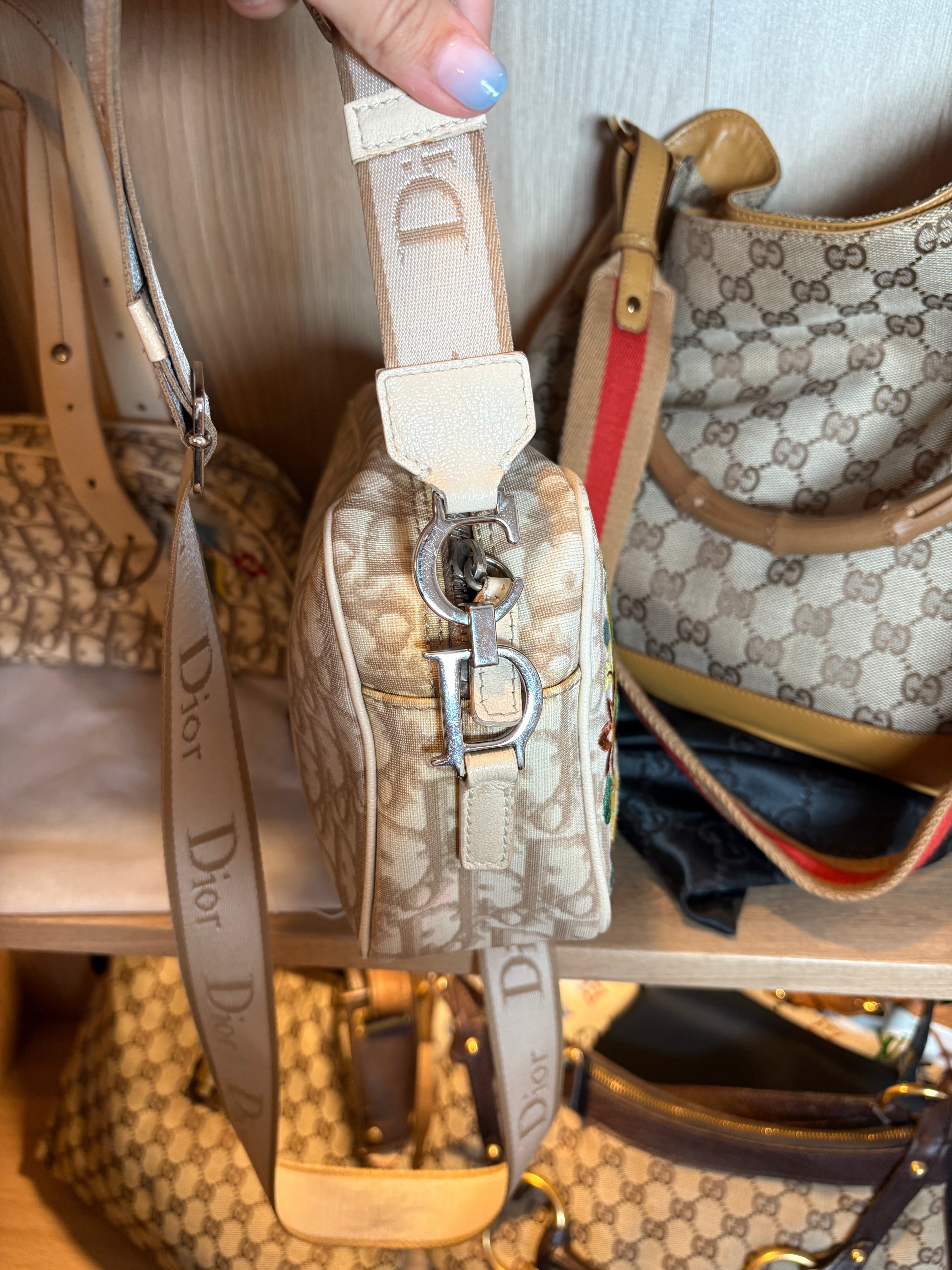 Christian Dior Trotter Beige Floral Embroidery