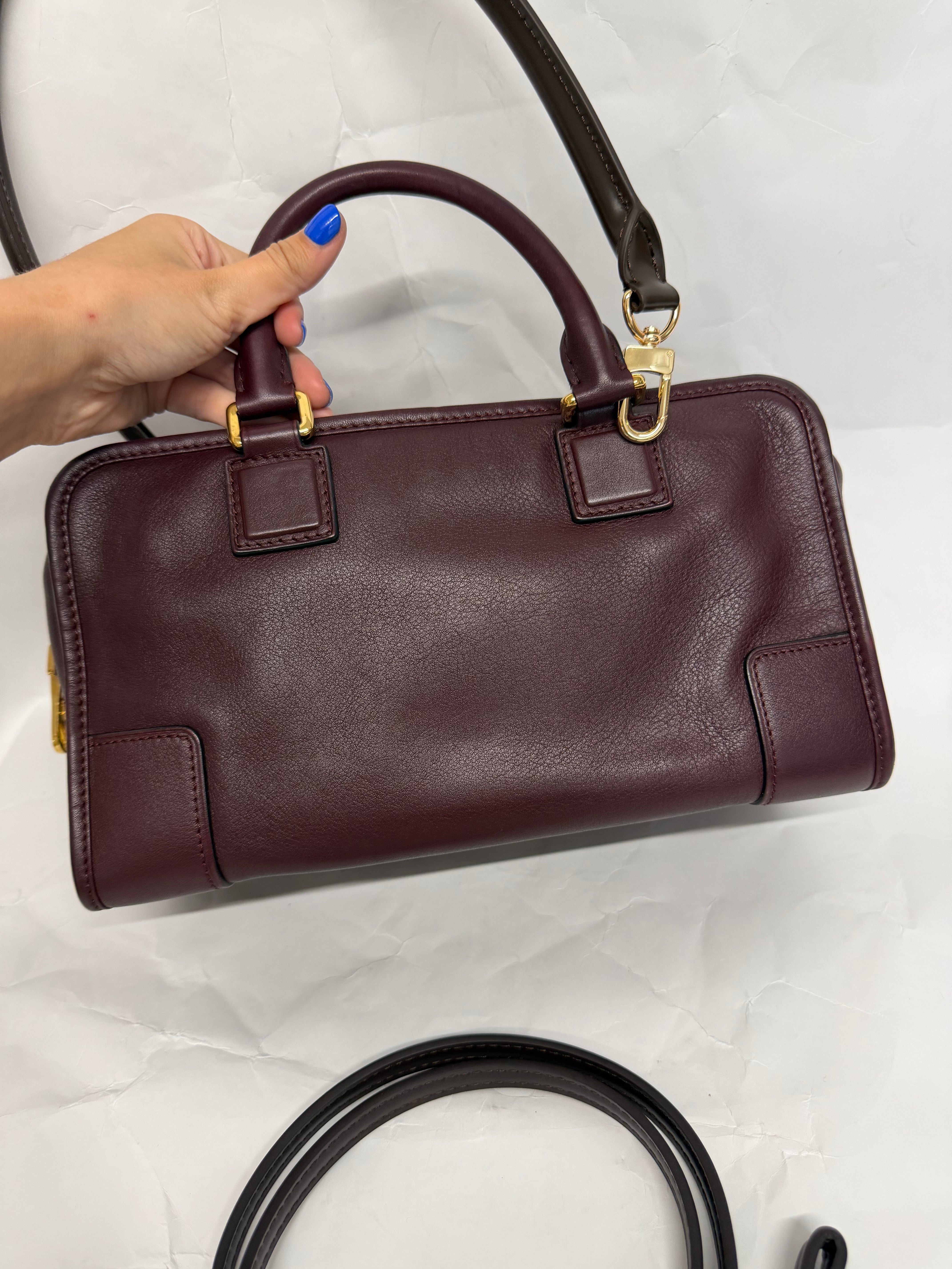 Loewe amazona burdeos oscuro 28 con 2 bandoleras