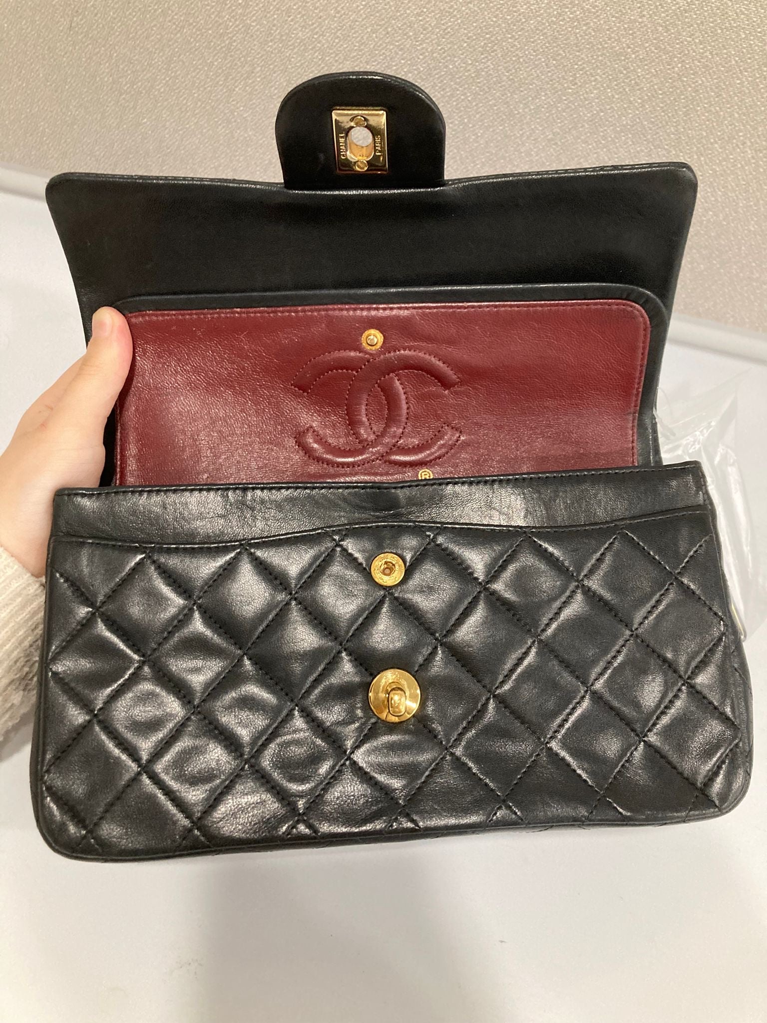 Chanel timeless 23 doble flap negro serie 1
