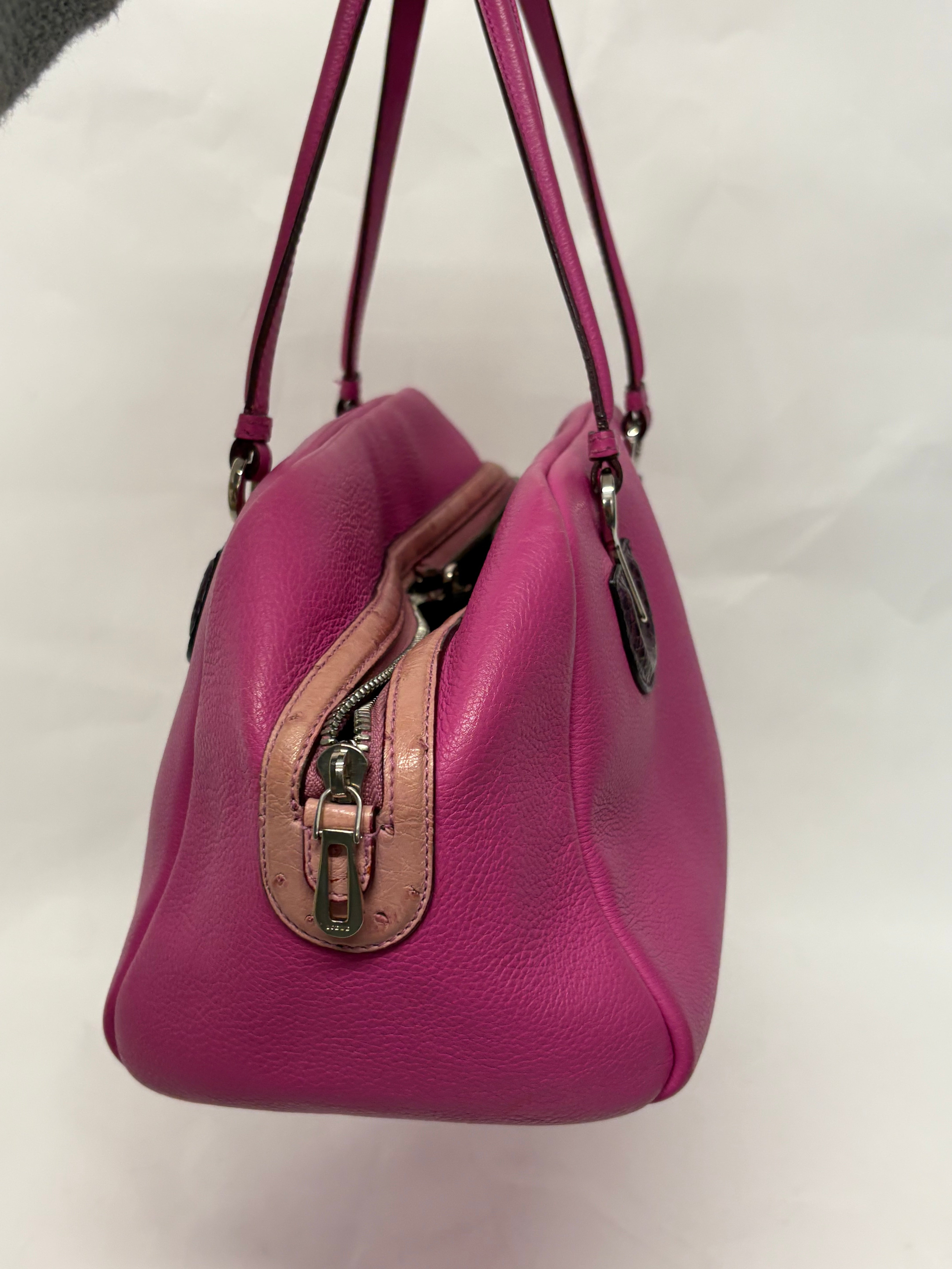 Loewe Bolso Vintage Fucsia Piel con Detalles Exóticos