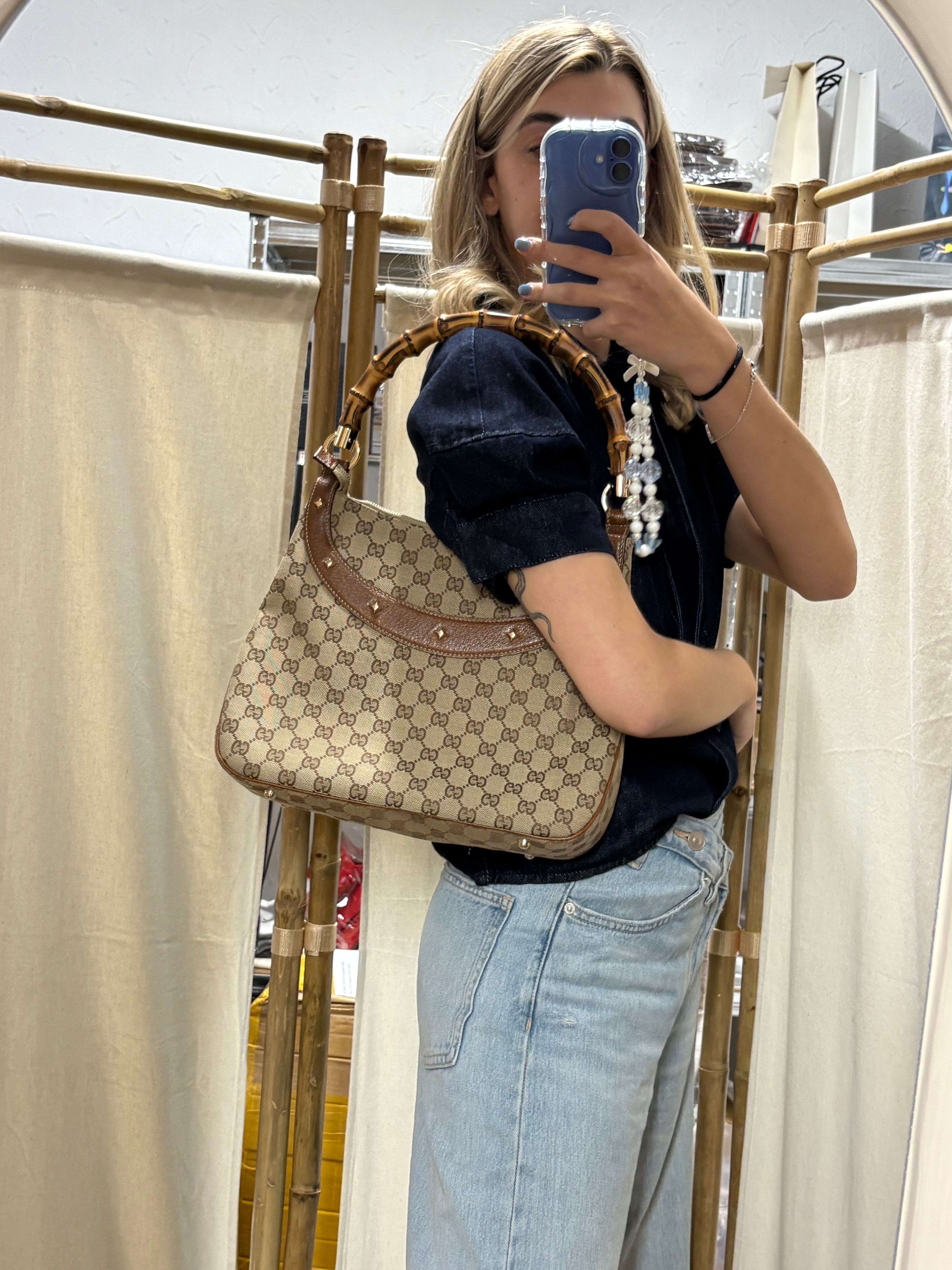 Gucci Bamboo GG Canvas vintage en color marrón