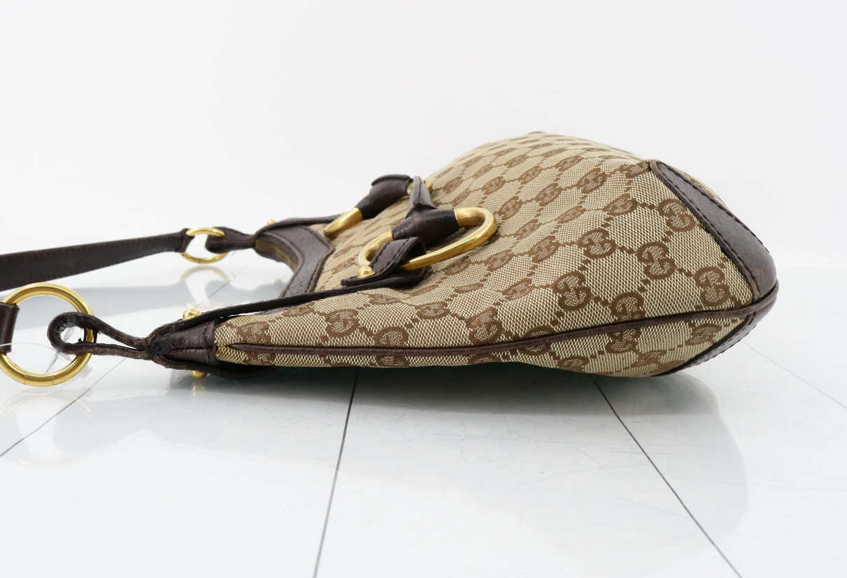 Gucci GG Canvas Horsebit Semi-Shoulder Bag