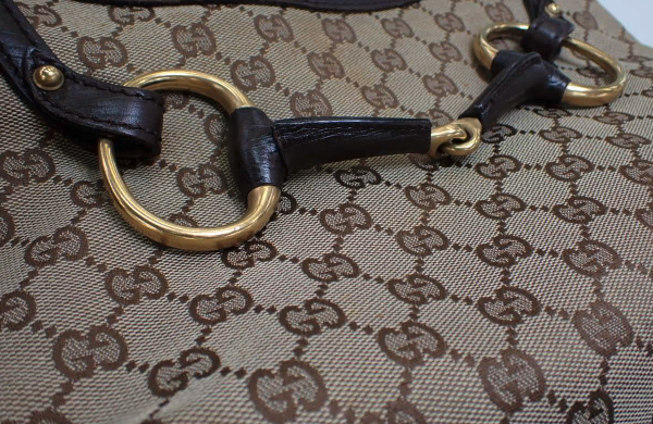 Gucci GG Canvas Horsebit Semi-Shoulder Bag