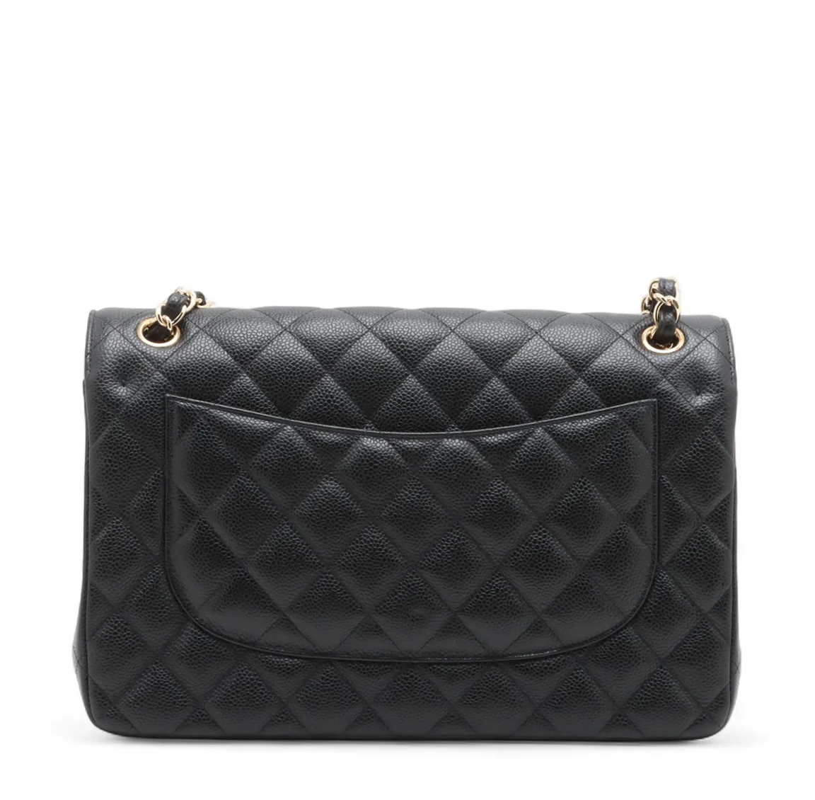 Chanel 11.12 Double Flap Jumbo en piel caviar negra
