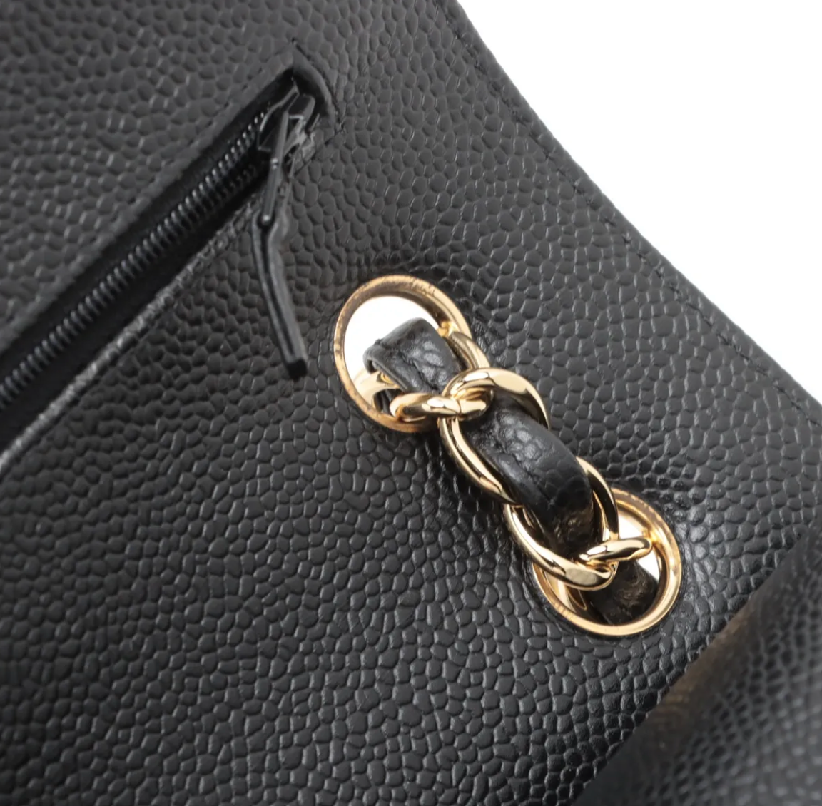 Chanel 11.12 Double Flap Jumbo en piel caviar negra