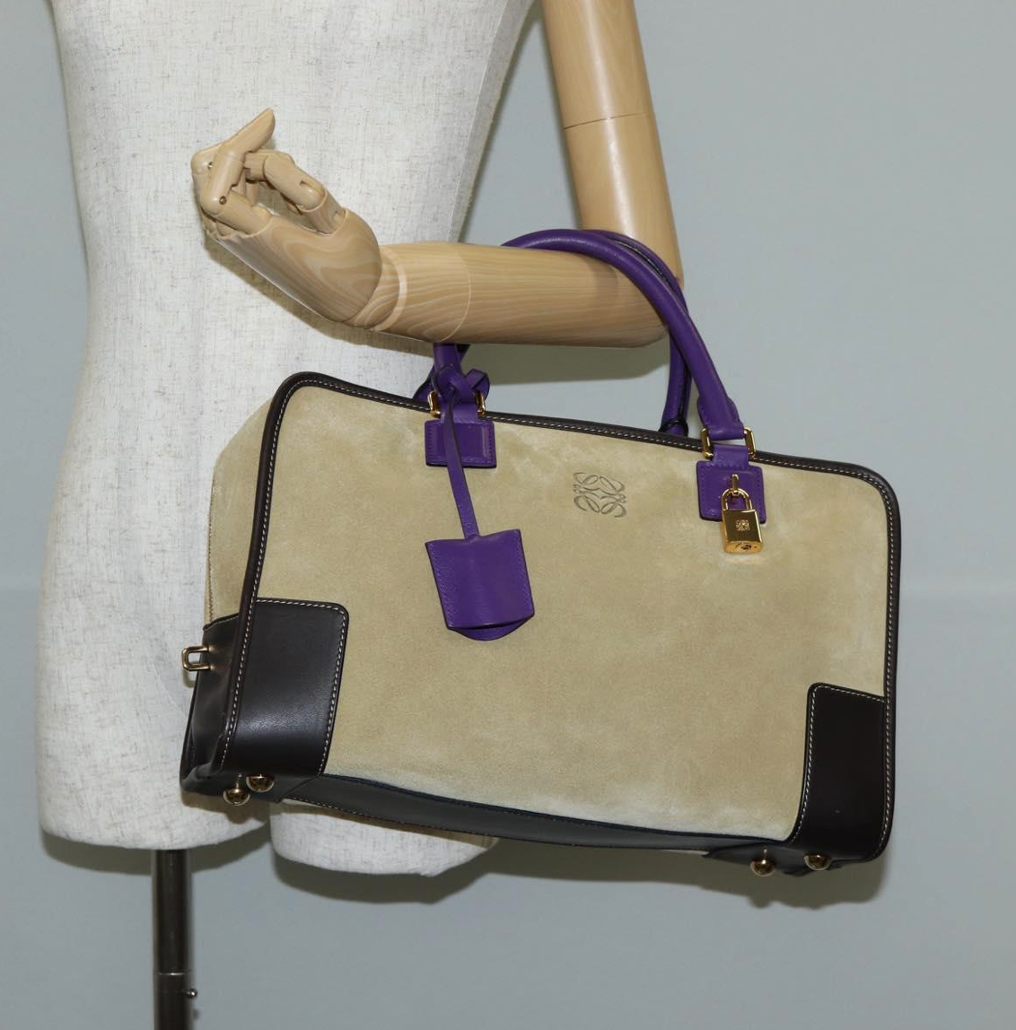 Loewe Amazona edición especial en ante tricolor marrón y morado