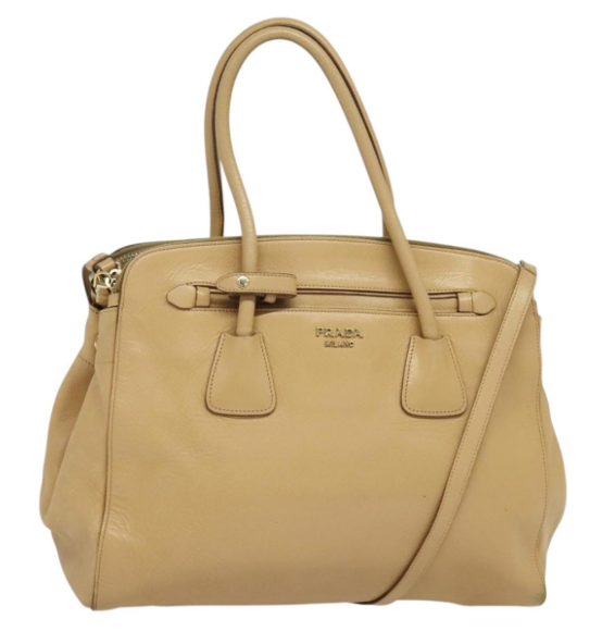 Prada tote bag en piel beige con bandolera
