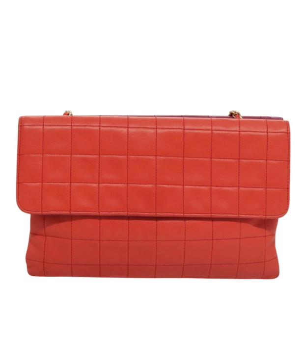 Chanel Vintage Chocolate Bar Double Side Flap – Piel morada y roja